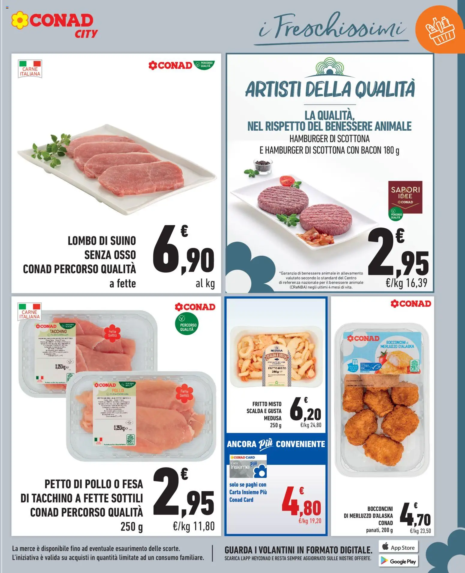 Volantino Conad del 19.06.2026 | Pagina: 7 | Prodotti: Petto di Pollo, Merluzzo, Suino, Hamburger