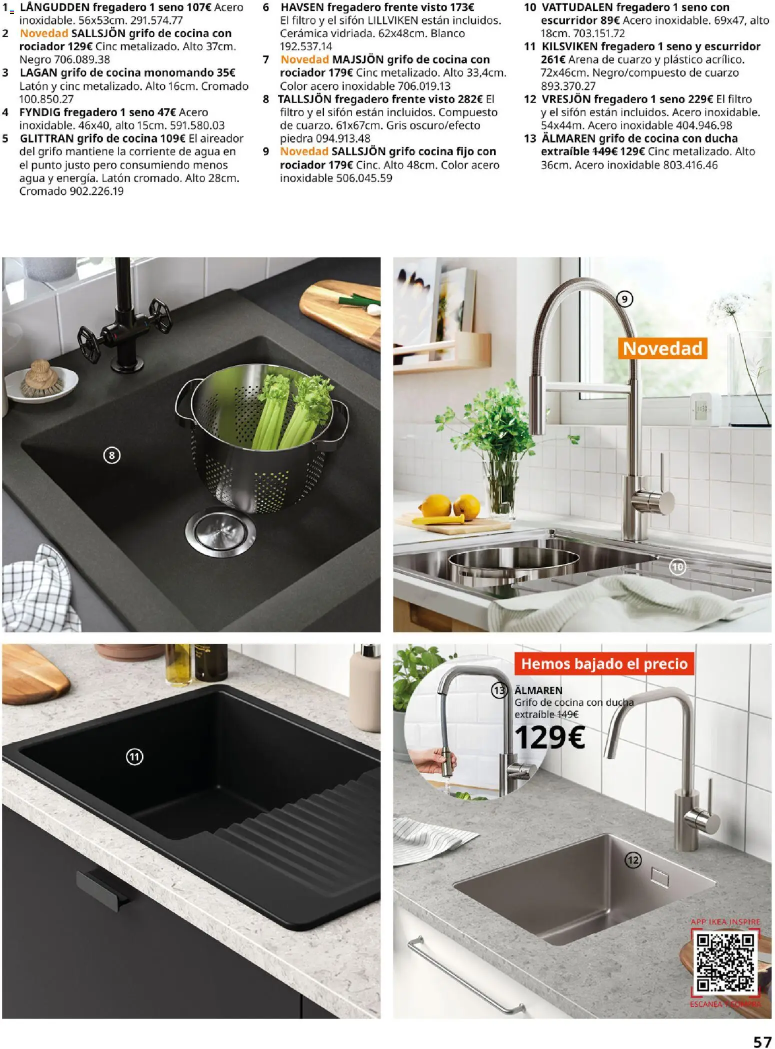 Catálogo IKEA Cocinas │ válido desde el 01.02.2026 | Página: 57 | Productos: Fregadero, Cocina, Ducha
