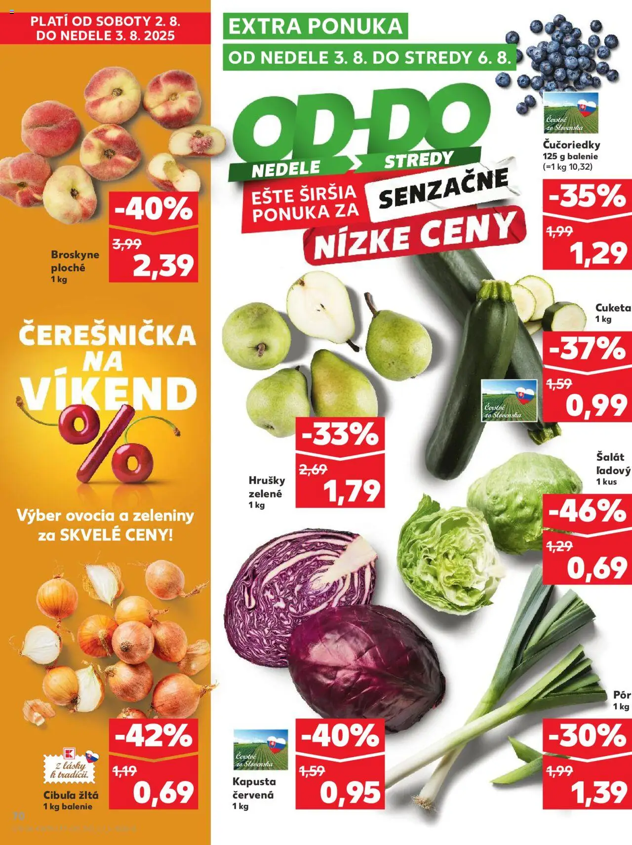 Nové Kaufland akcie – leták je platný od 31.07.2025 | Strana: 70 | Produkty: Kapusta červená, Šalát, Cibuľa, Broskyne