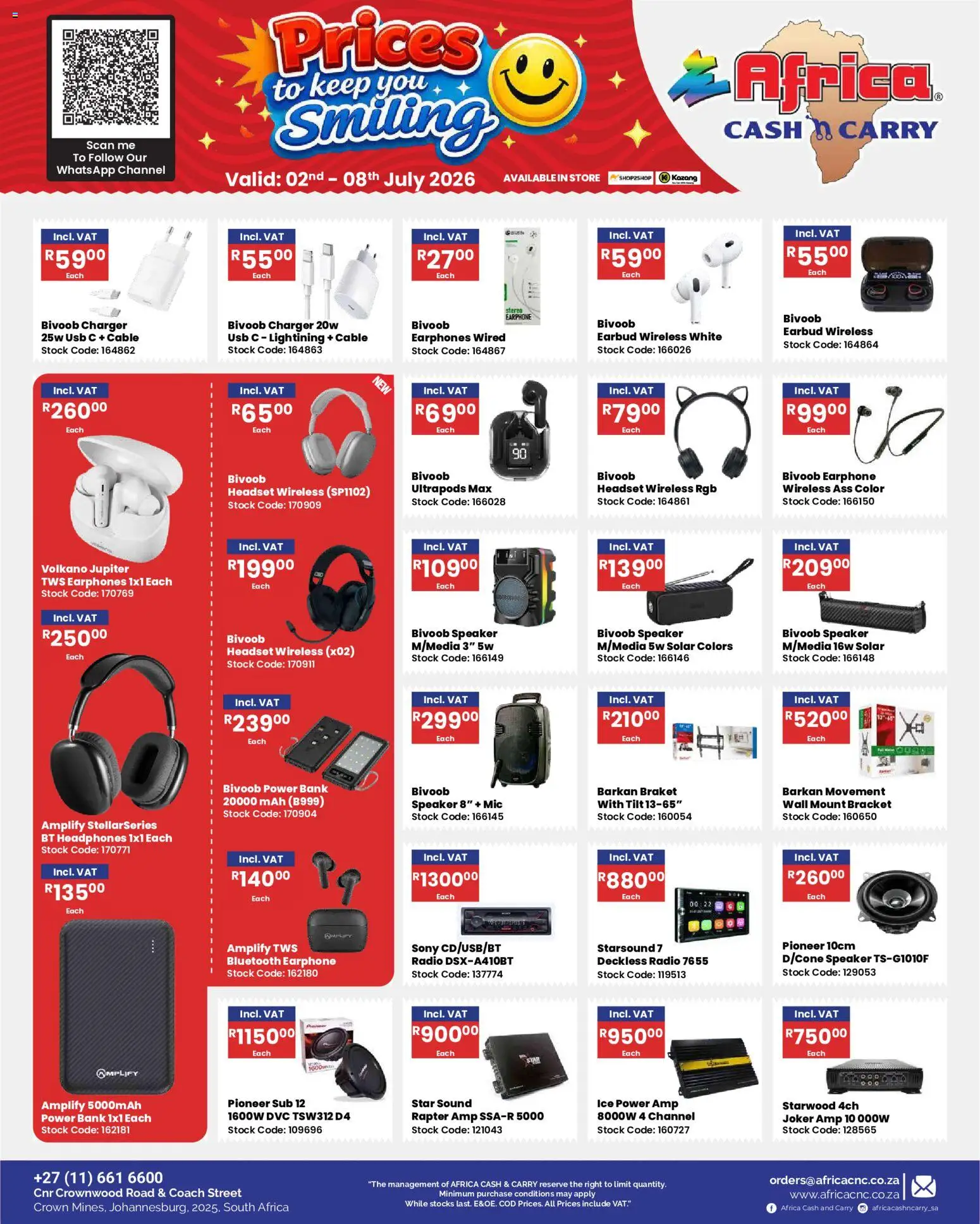 New Africa Cash & Carry catalogue – valid from 02/07/2026 | Page: 32 | Products: Headset, Headphones, Cable, Speaker