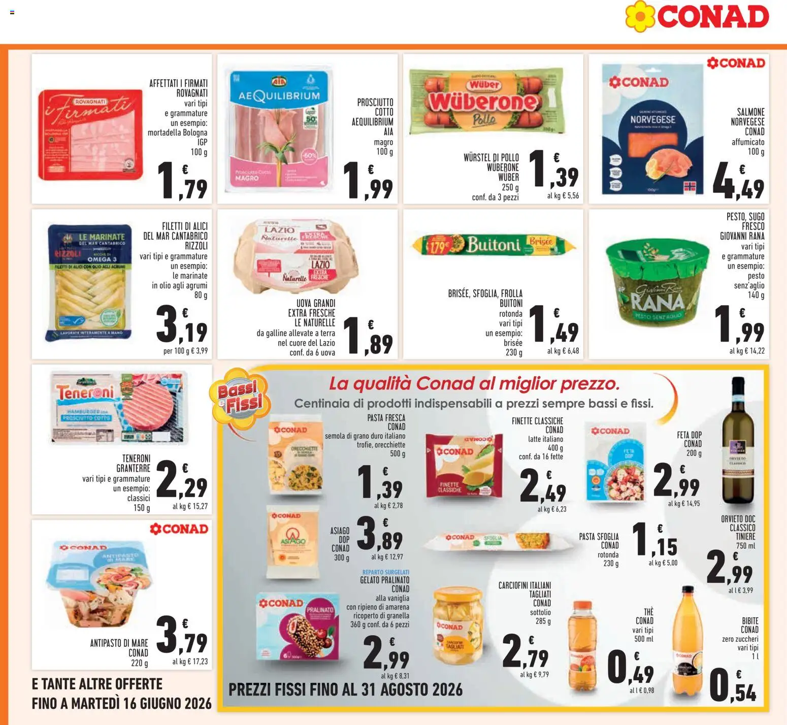 Volantino Conad del 04.06.2026 | Pagina: 12 | Prodotti: Prosciutto Cotto, Uova, Mortadella, Feta