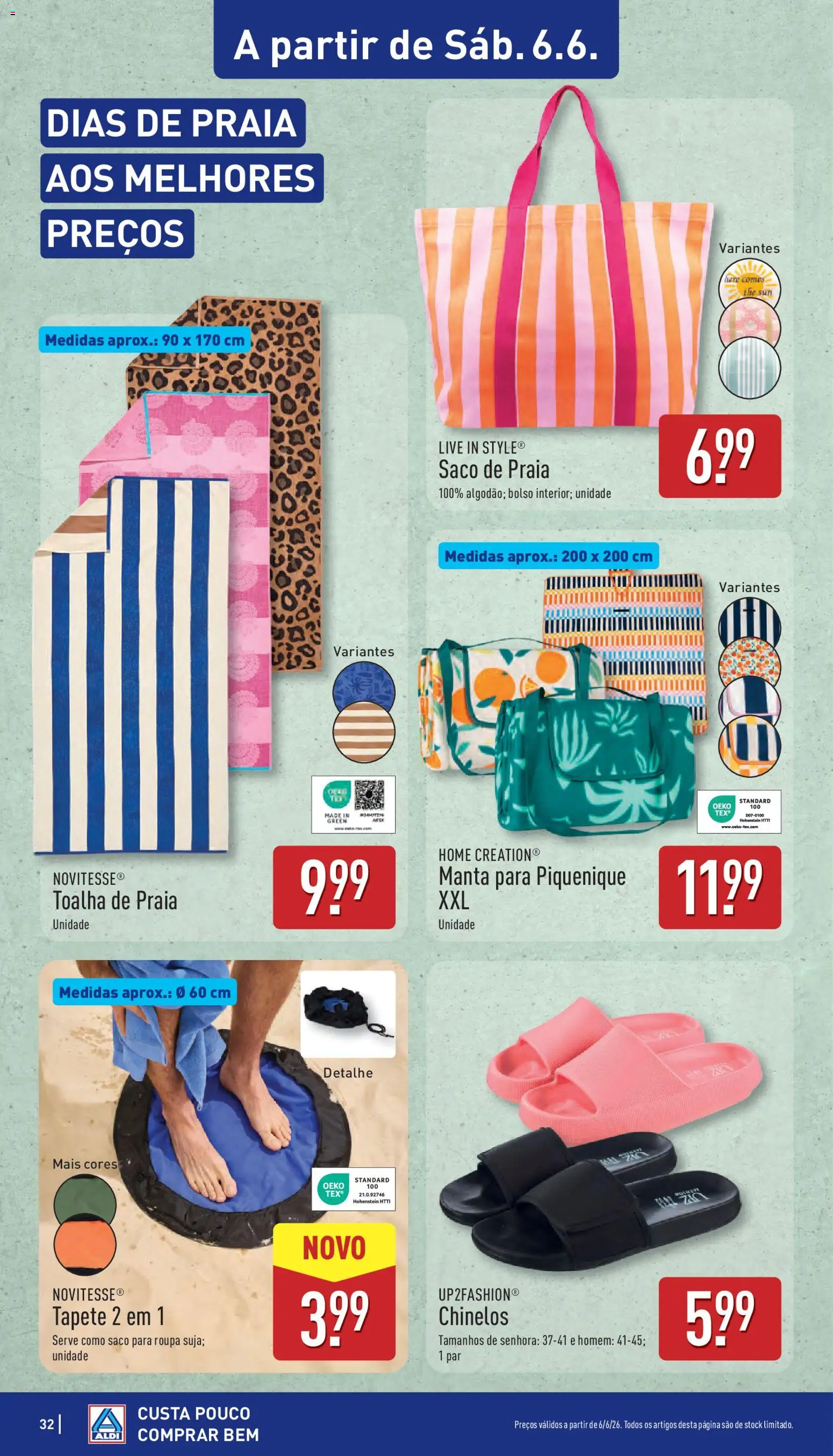 Aldi folheto │ válido de 01.06.2026 | Página: 32 | Produtos: Chinelos, Tapete