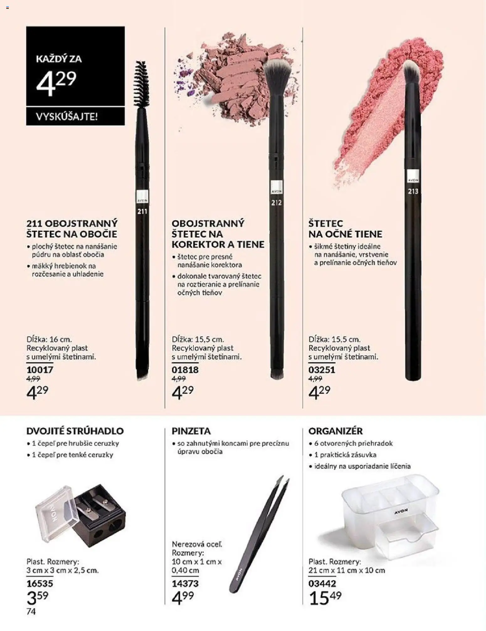Nové Avon akcie – leták je platný od 01.03.2026 | Strana: 74 | Produkty: Organizér, Strúhadlo, Korektor