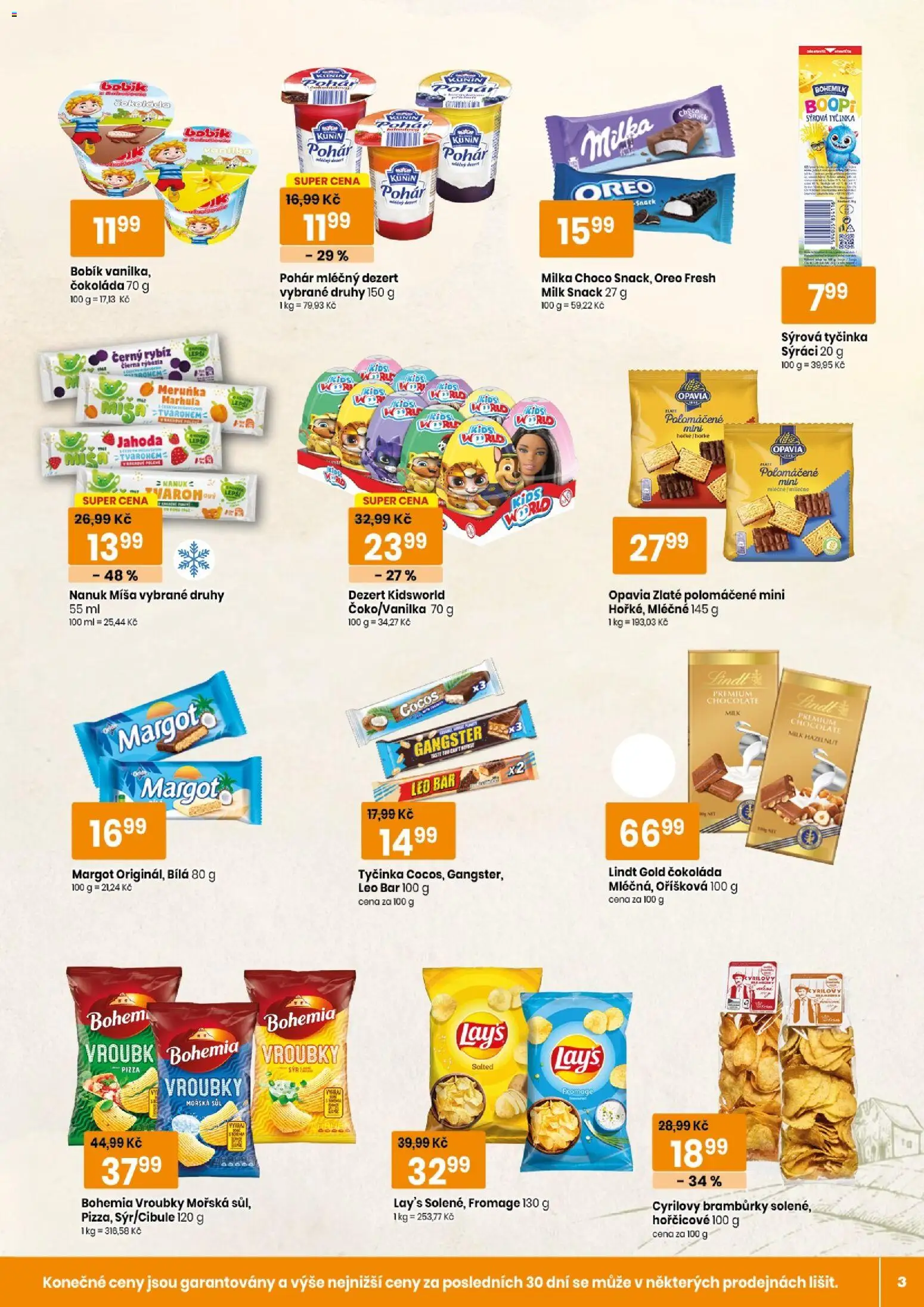 Tempo leták od 23.09.2026 | Strana: 3 | Produkty: Bramburky, Čokoláda 70, Lay's, Dezert
