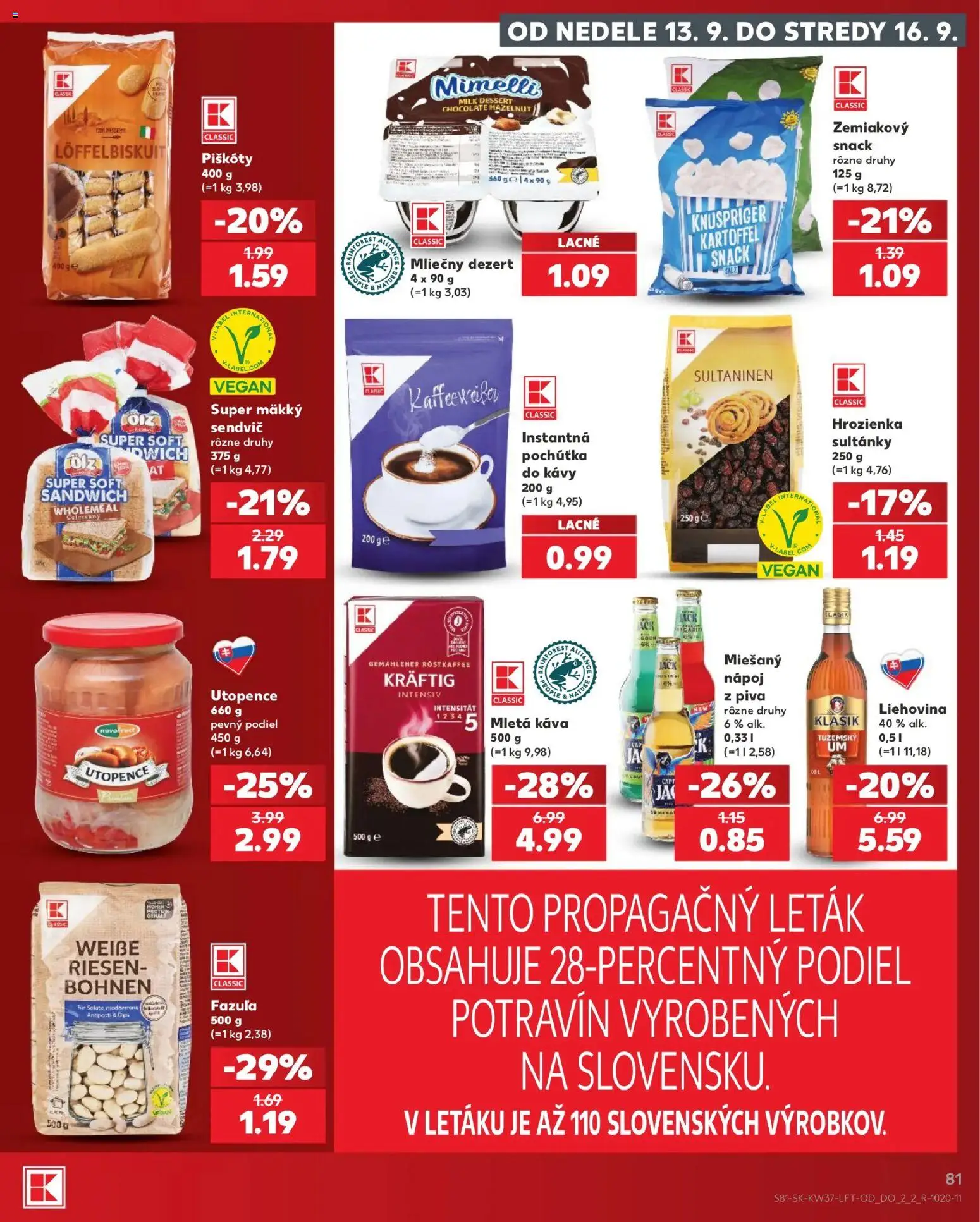 Nové Kaufland akcie – leták je platný od 10.09.2026 | Strana: 81 | Produkty: Piškóty, Káva, Fazuľa, Sendvič