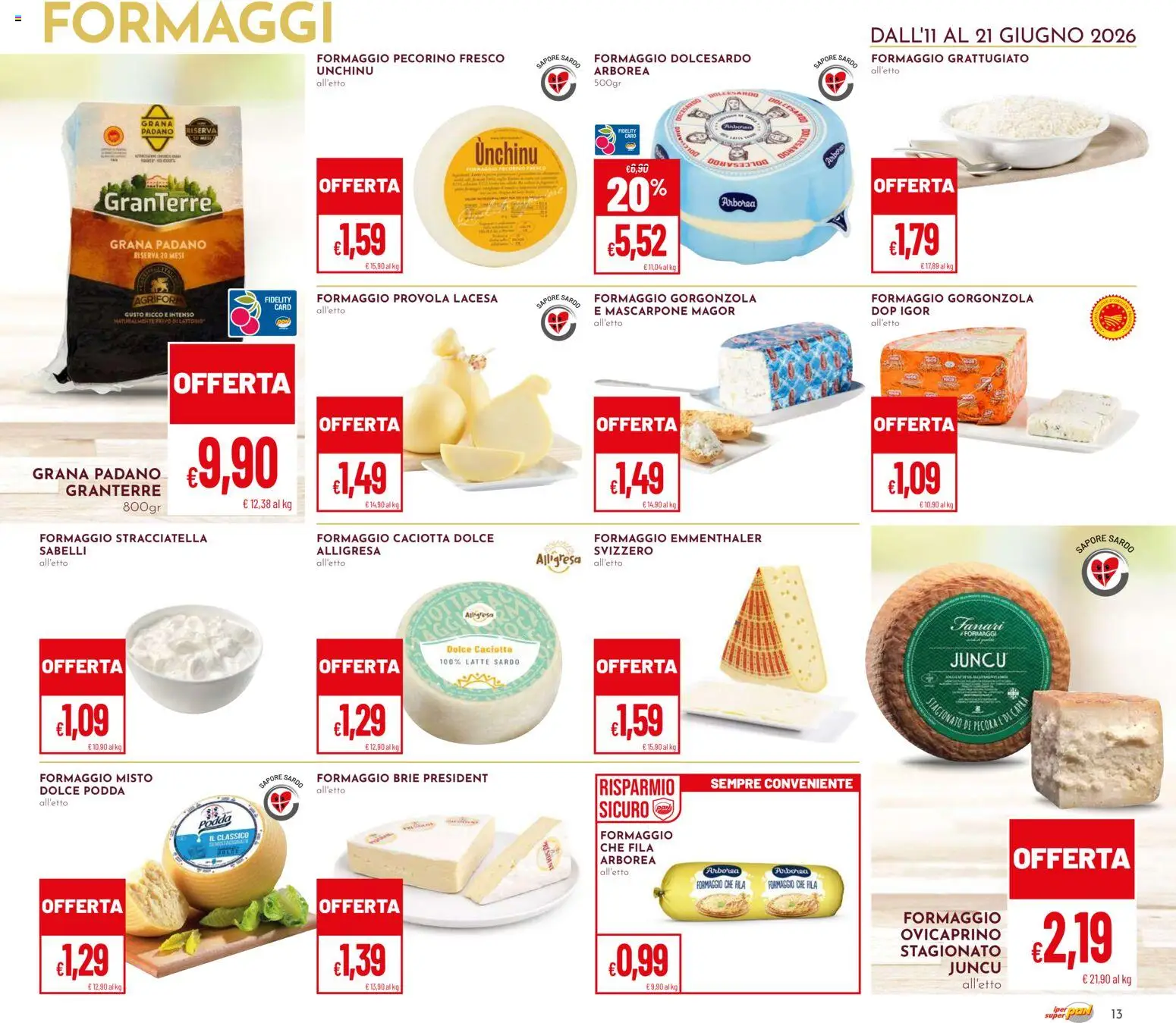 Volantino Pan del 11.06.2026 | Pagina: 13 | Prodotti: Latte, Formaggio, Provola, Mascarpone