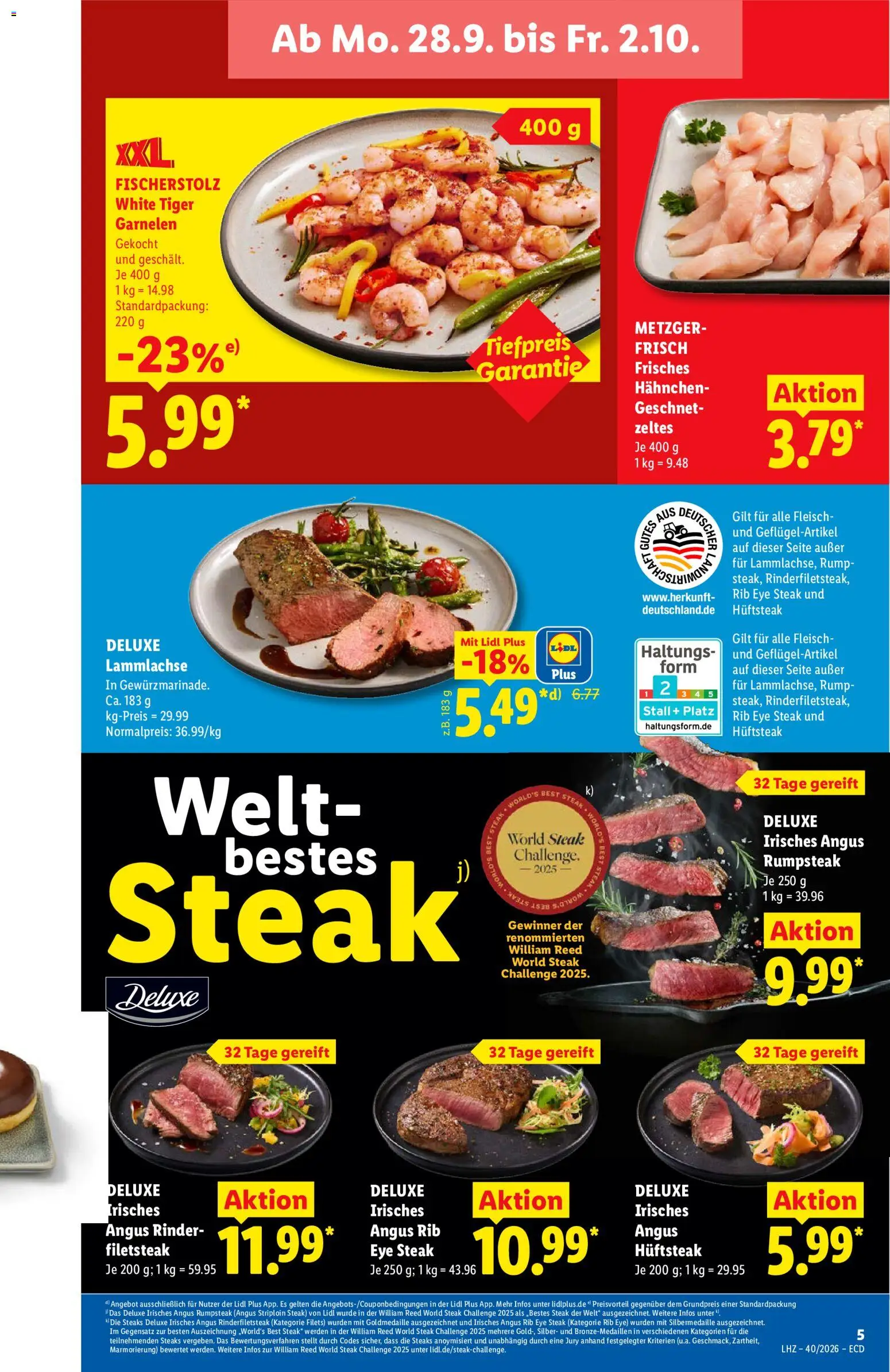 Lidl Německo leták od 28.09.2026 | Strana: 11 | Produkty: Rumpsteak, Tiger, Steak, Deluxe