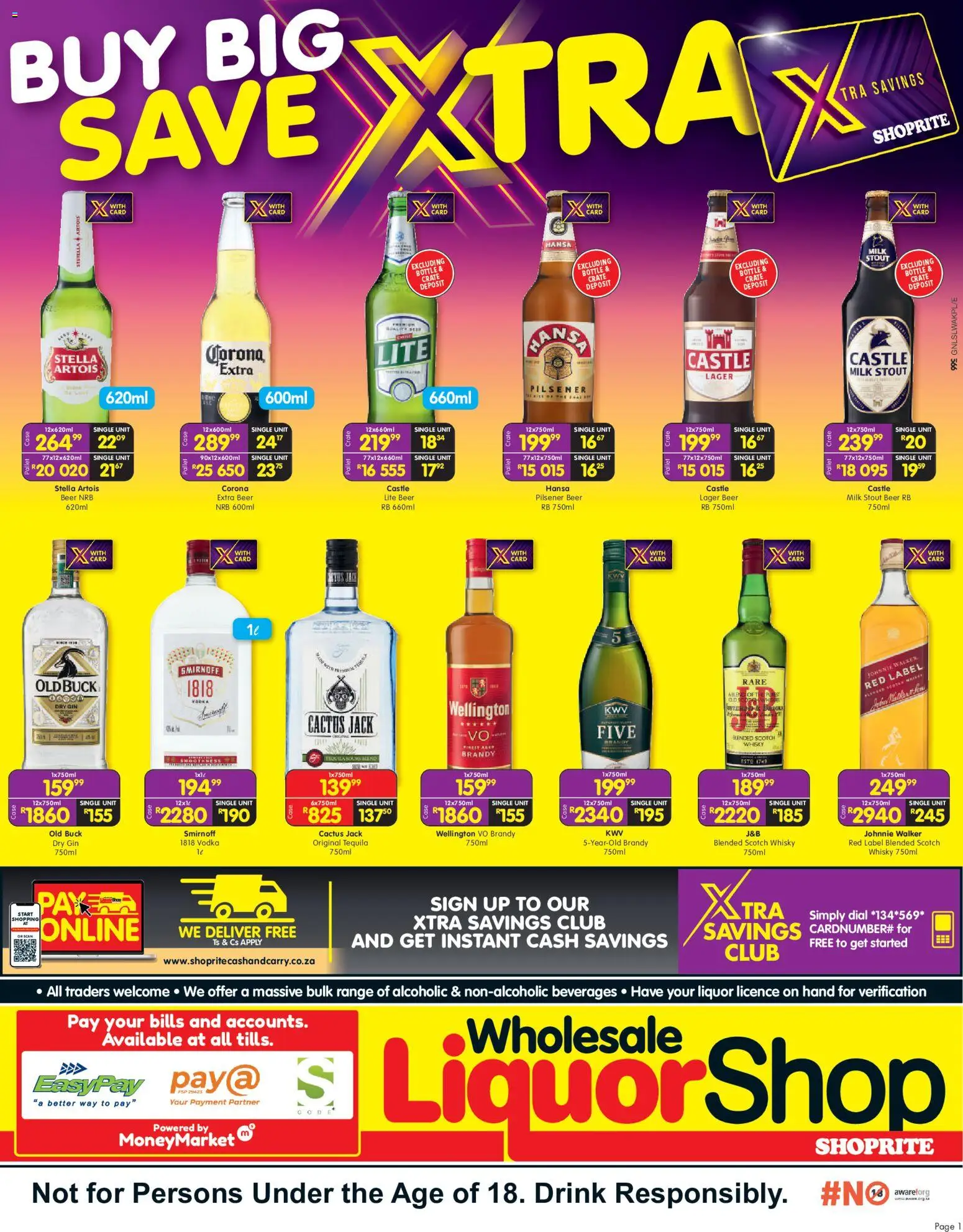 New Shoprite catalogue – valid from 05/10/2026 | Page: 1 | Products: Case, Crate, Brandy, Tequila