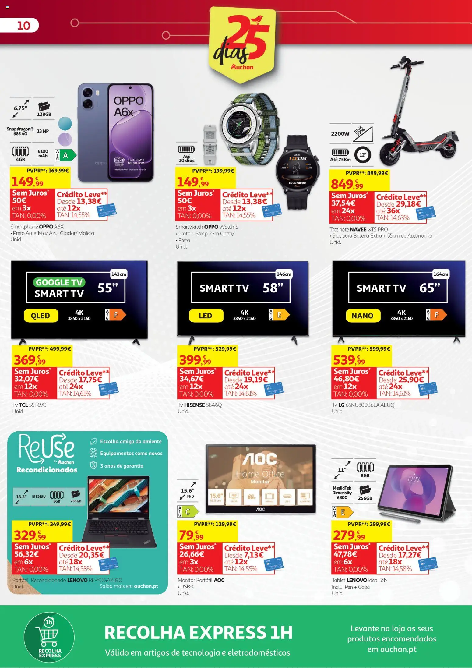 Auchan folheto Conforto para toda a família │ válido de 07/10/2026 | Página: 10 | Produtos: Smartphone, Monitor, Smartwatch, Tablet