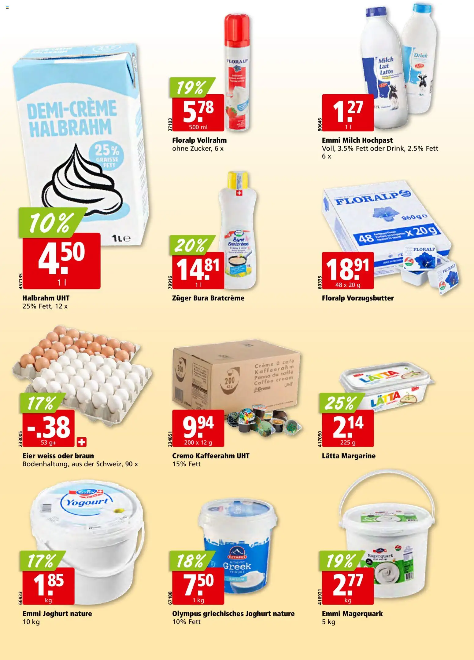 Aligro aktionen Schlieren, Gossau SG, Frauenfeld, Rapperswil-Jona, Sargans, Bern – gültig ab 11.05.2026 | Seite: 14 | Produkte: Griechisches joghurt, Milch, Eier, Creme