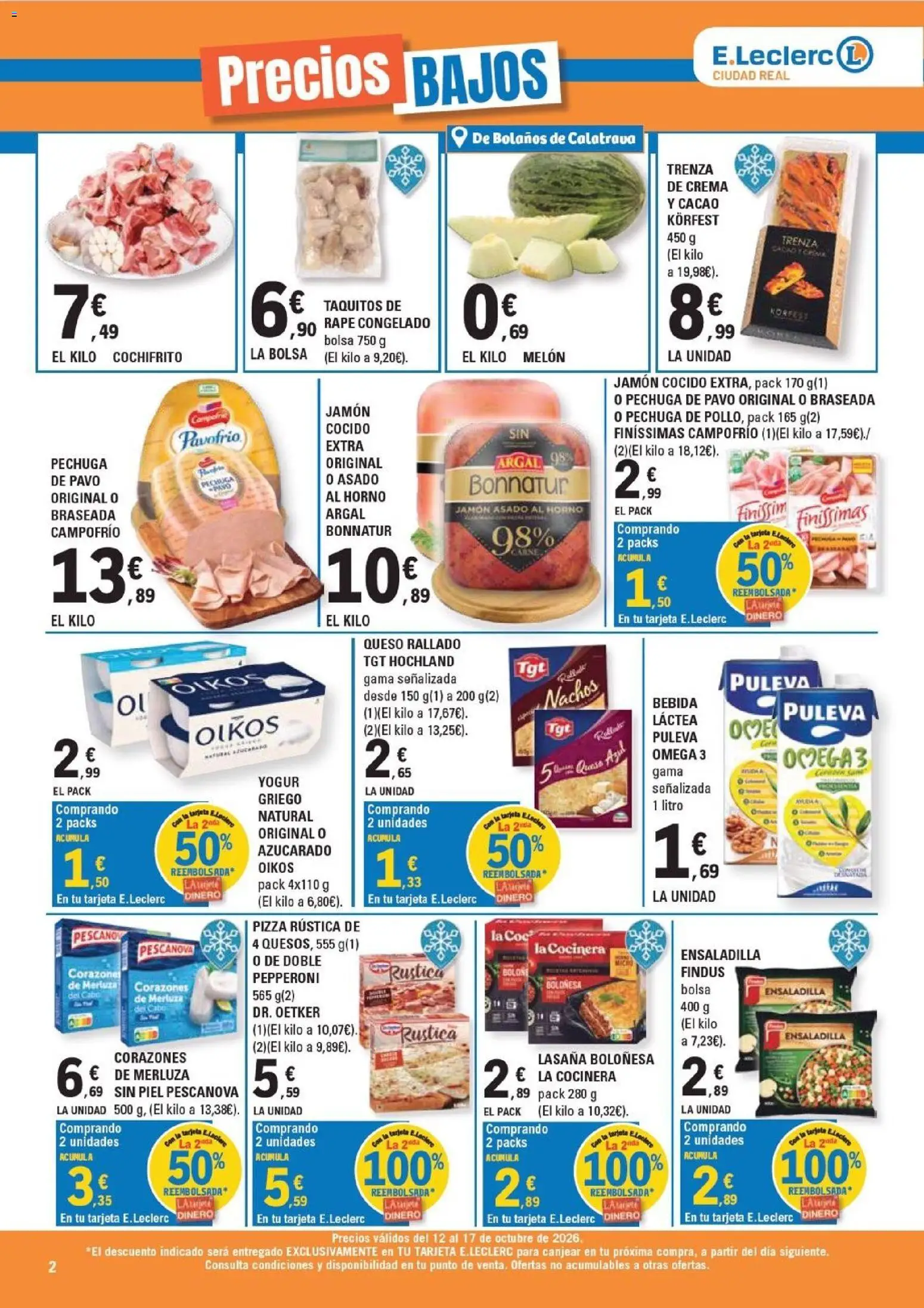 E.Leclerc - Ciudad Real │ válido desde el 12/10/2026 | Página: 2 | Productos: Yogur, Pizza, Queso rallado, Pavo