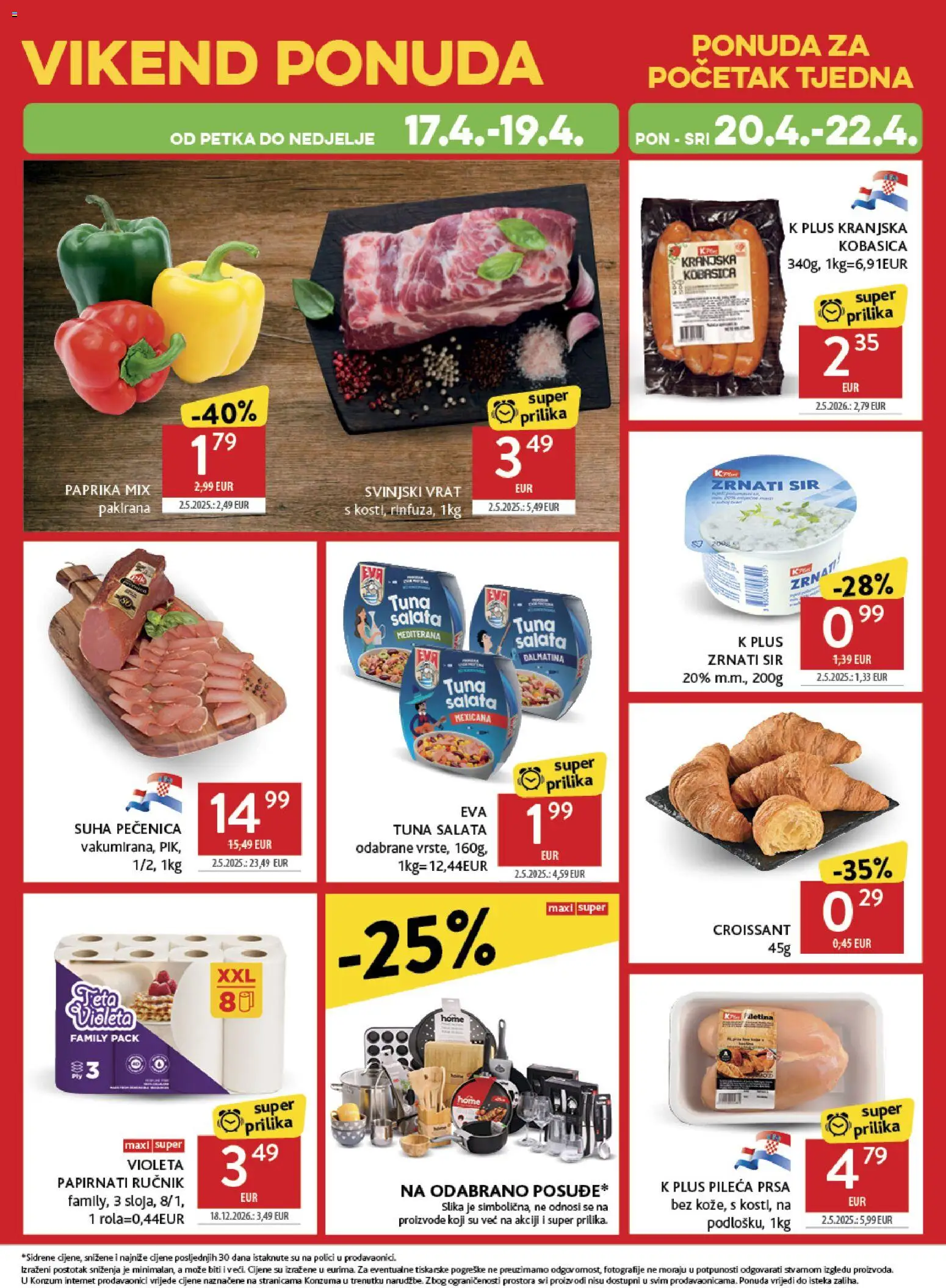 Konzum katalog | vrijedi od 15.04.2026 | Stranica: 48 | Proizvodi: Paprika, Ručnik, Kobasica, Violeta
