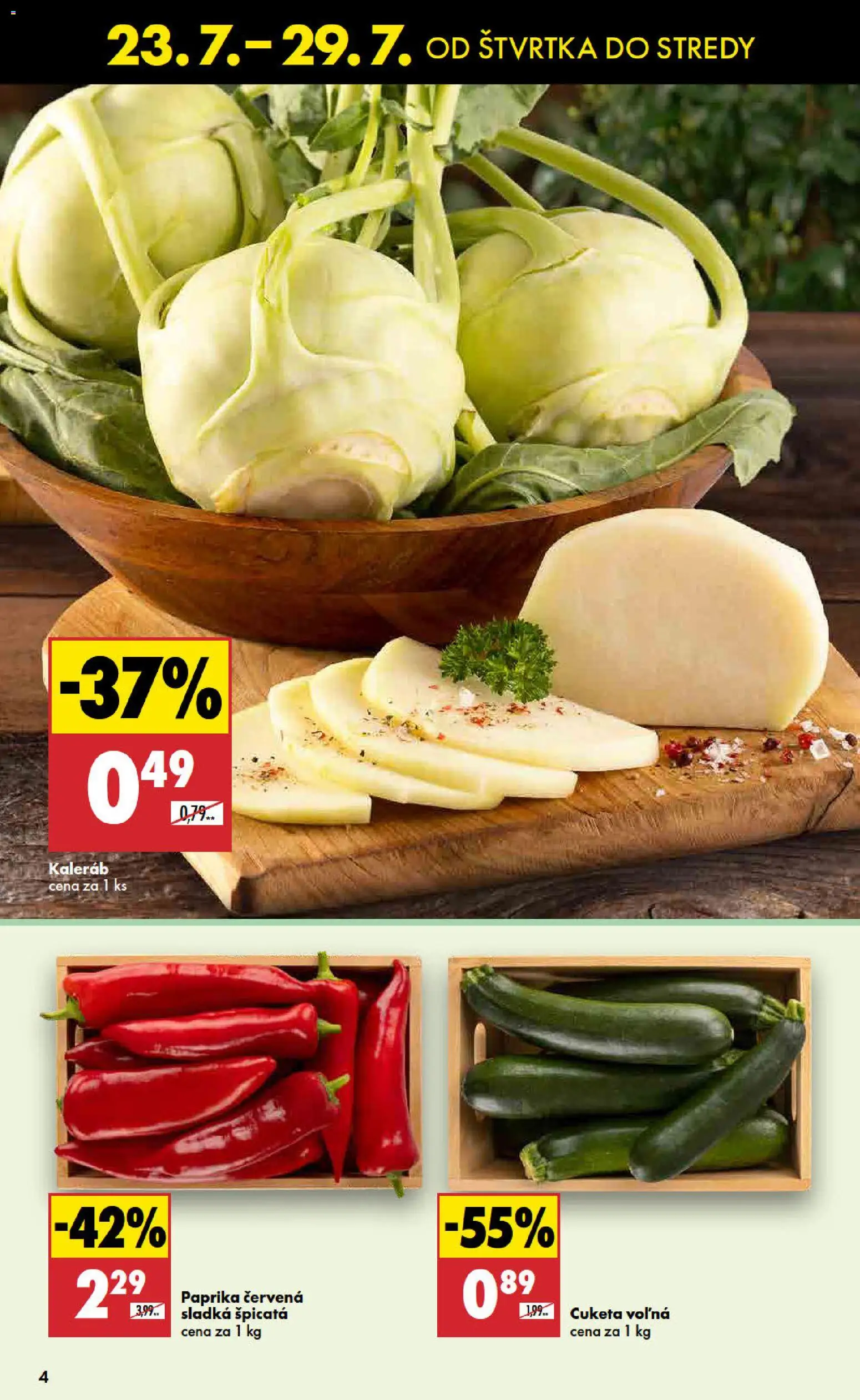 Nové Biedronka akcie – leták je platný od 23.07.2026 | Strana: 4 | Produkty: Paprika, Cuketa
