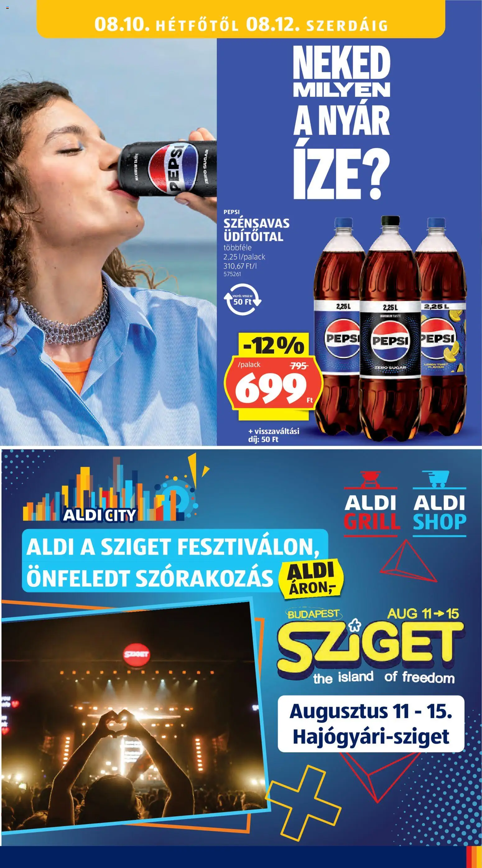 Aldi akciós ujság - amely érvényes a következő dátumtól: 2026.08.06. | Oldal: 31 | Termékek: Üdítőital, Pepsi, Grill