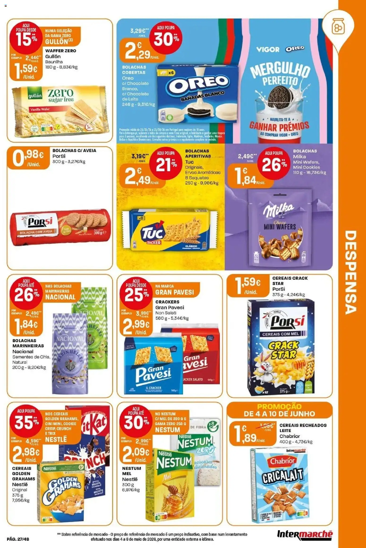 Intermarché - Isto é que são preços BAIXOS! │ válido de 04/06/2026 | Página: 27 | Produtos: Bolachas milka, Base, Leite, Cereais