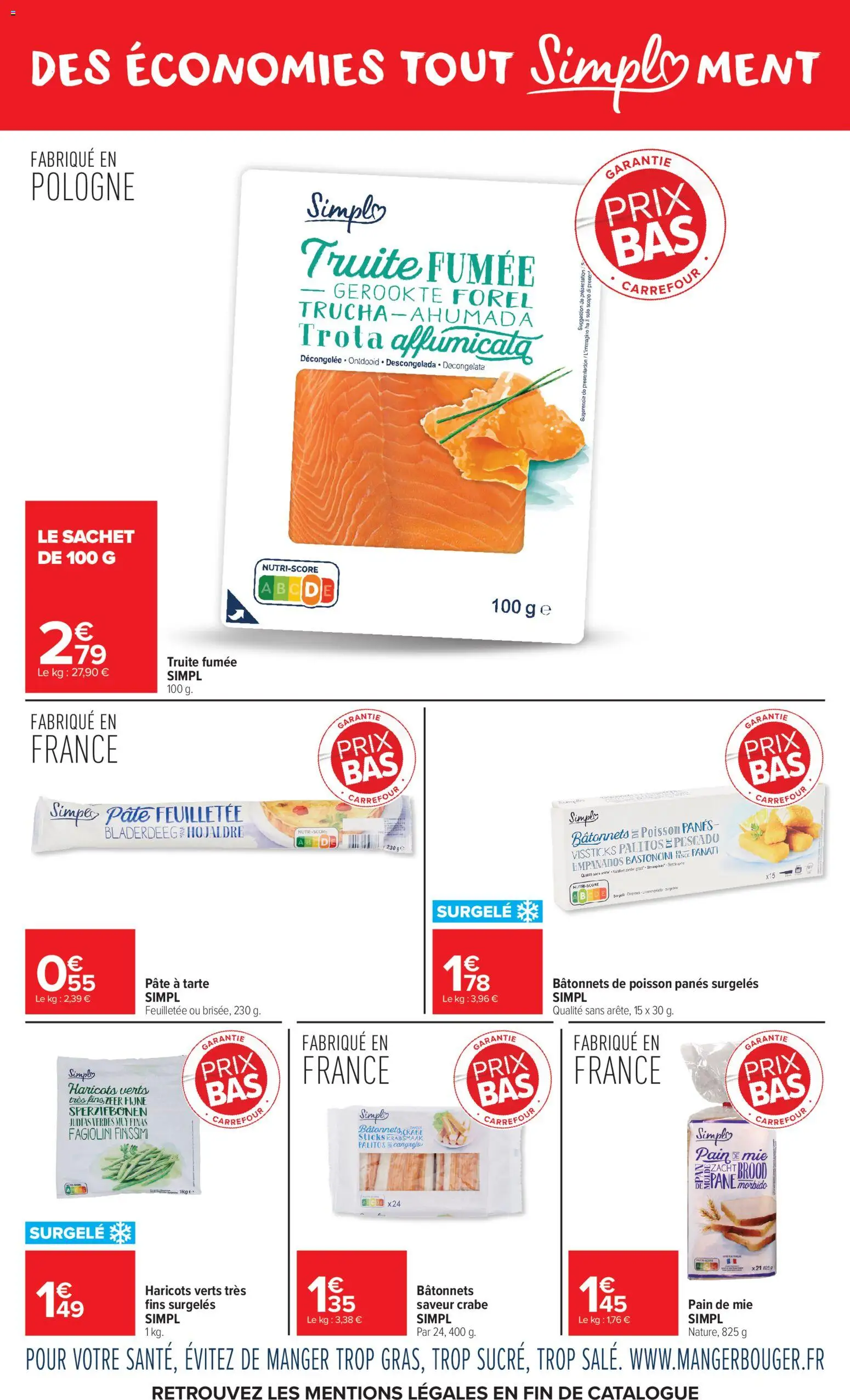 {H1} | Page: 5 | Produits: Haricots verts, Pâte feuilletée, Pain, Poisson