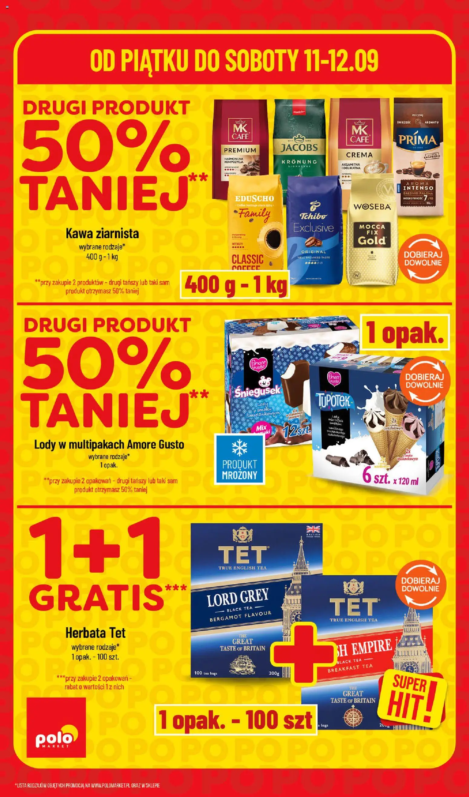 POLOmarket gazetka - Super Hity od 11.09.2026 | Strona: 2 | Produkty: Jacobs, Kawa ziarnista, Herbata, Lody