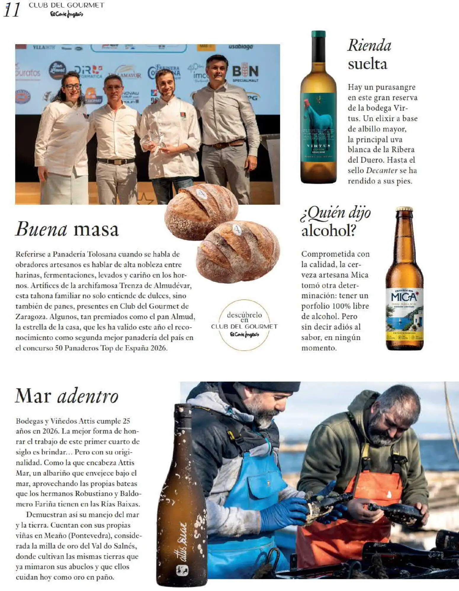 El Corte Inglés Gourmet Magazine │ válido desde el 01/10/2026 | Página: 11 | Productos: Masa, Pan, Panadería, Alcohol