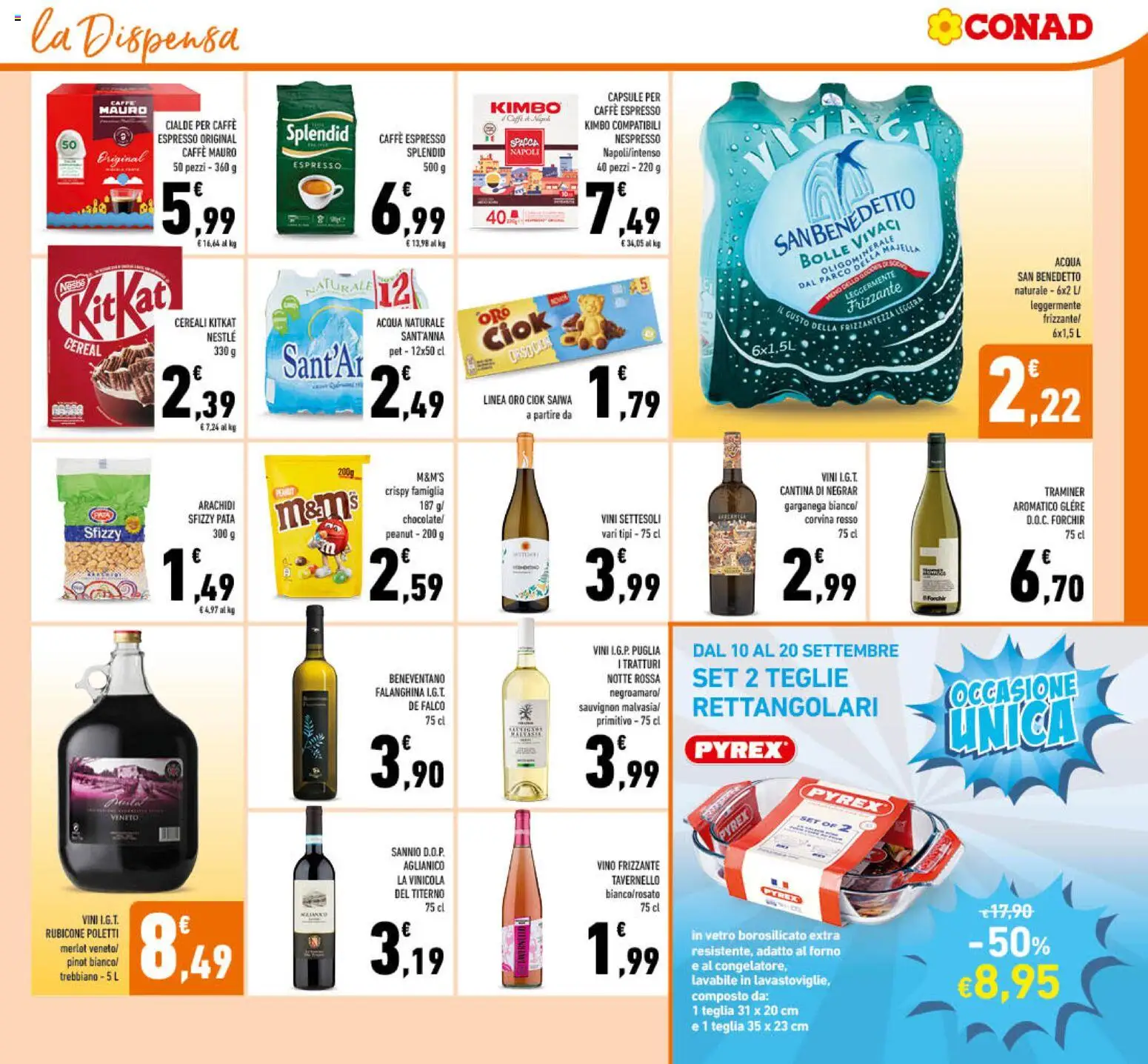 Volantino Conad del 09/09/2026 | Pagina: 19 | Prodotti: Teglia, Caffè, Vino, Forno