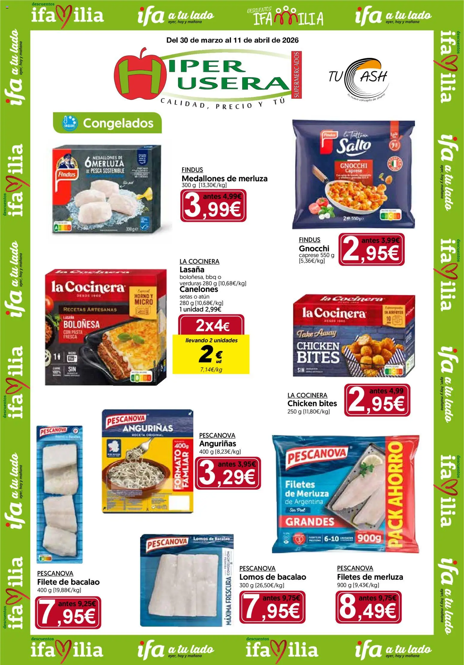 Hiper Usera folleto │ válido desde el 30.03.2026 | Página: 1 | Productos: Filetes de merluza, Horno, Lasaña, Filete