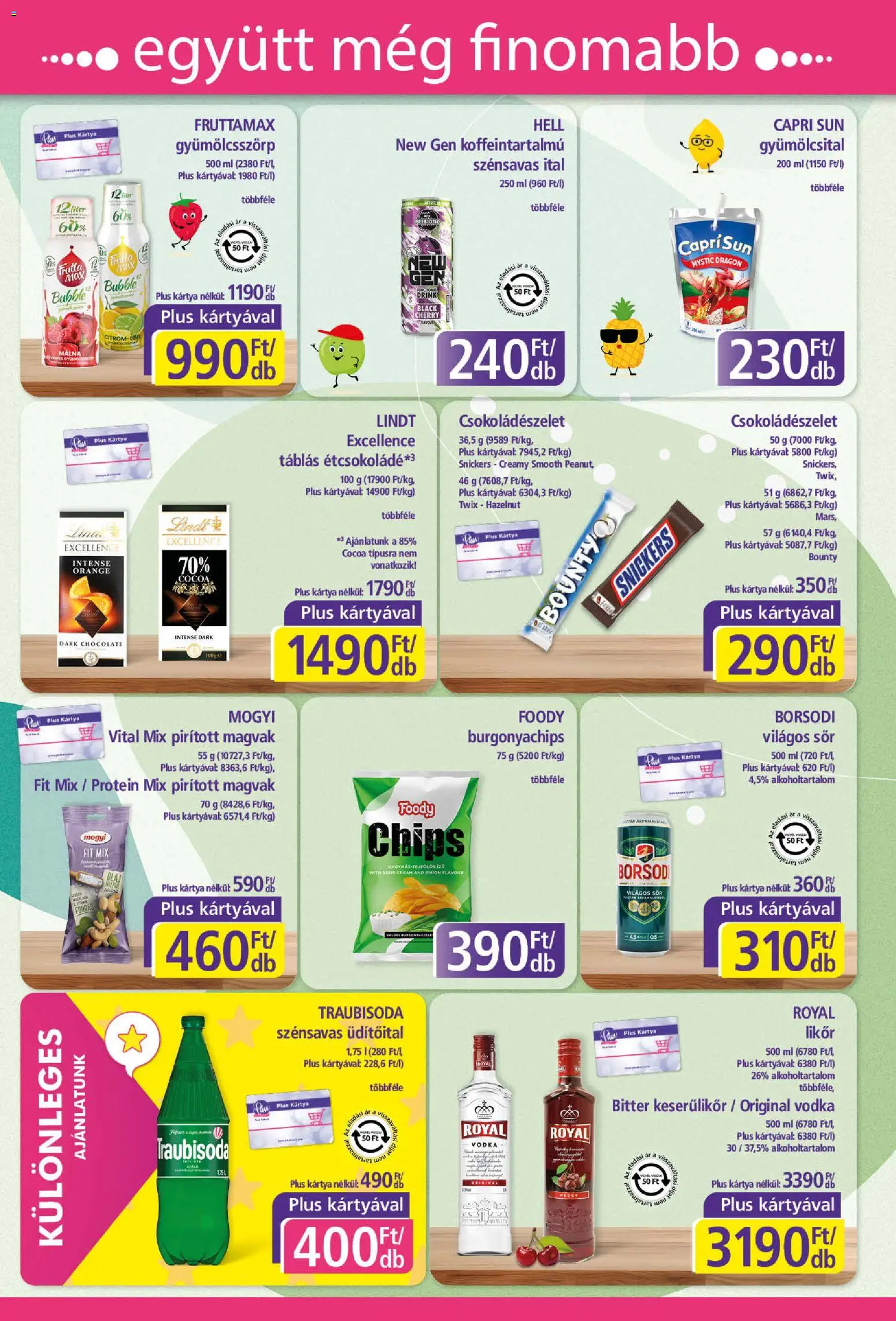 Plus Market akciós ujság - amely érvényes a következő dátumtól: 2026.09.17. | Oldal: 5 | Termékek: Capri Sun, Lindt, Bounty, Keserűlikőr