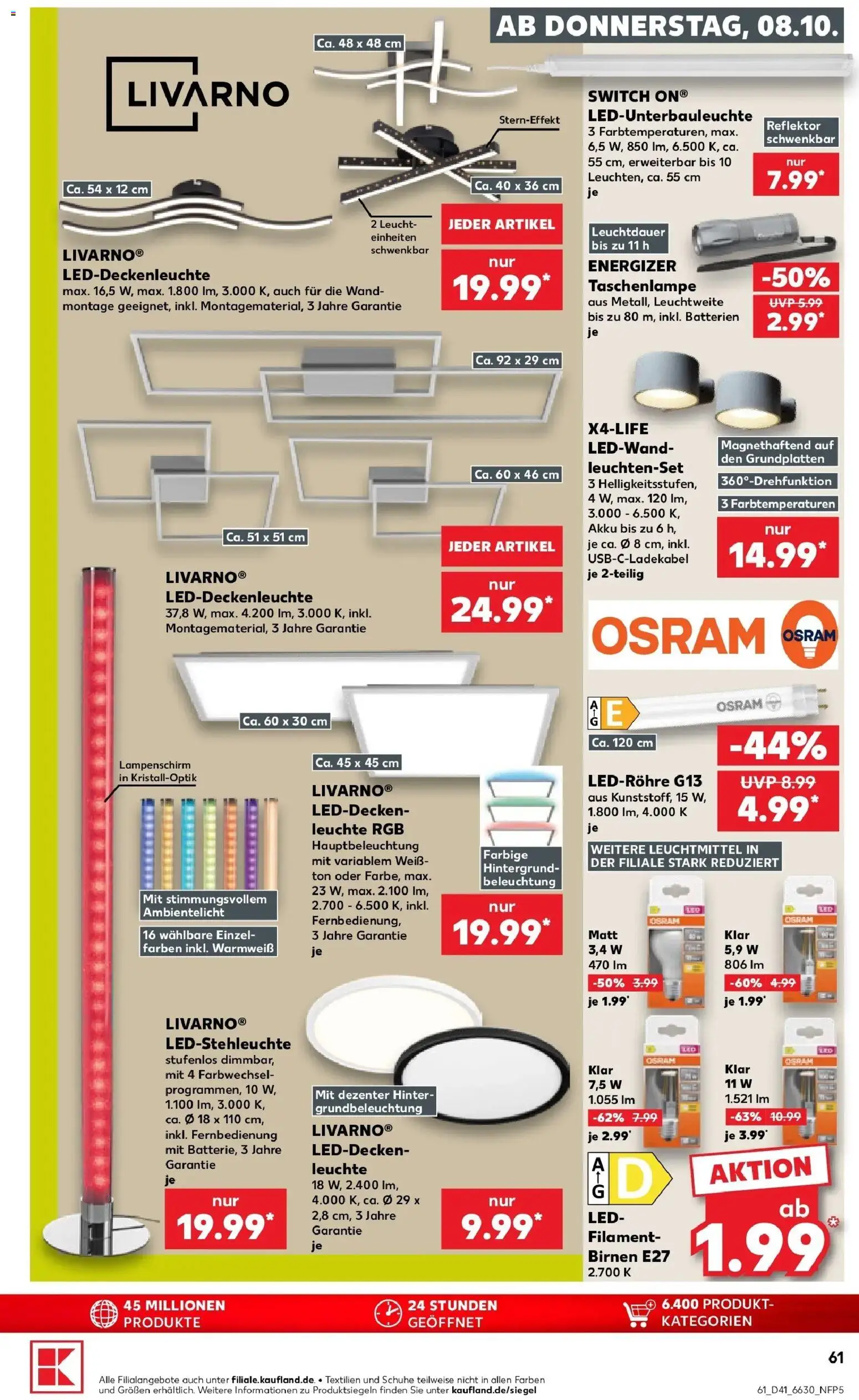Prospekt Kaufland ab 08.10.2026 » Angebote Online zum Blättern | Seite: 61 | Produkte: Batterien, Lampenschirm