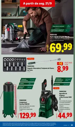 Pré-visualização PARKSIDE Compressor Vertical 1500 W, Ideal para aparelhos de encher pneus, pistolas de ar, 2 saídas de ar comprimido válido de 21/09/2026 | Página: 31 | Produtos: Produtos de limpeza, Aspirador, Mangueira, Caixa