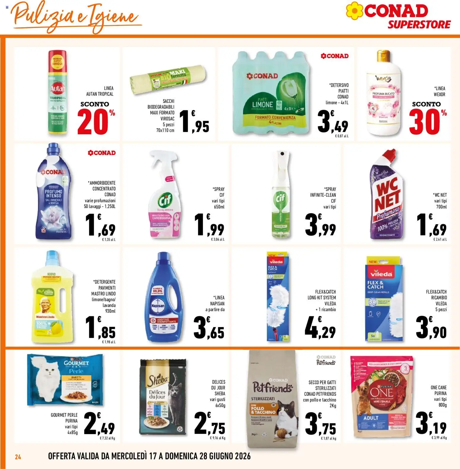 Volantino Conad del 17.06.2026 | Pagina: 24 | Prodotti: Ammorbidente, Candeggina, Tacchino, Limone