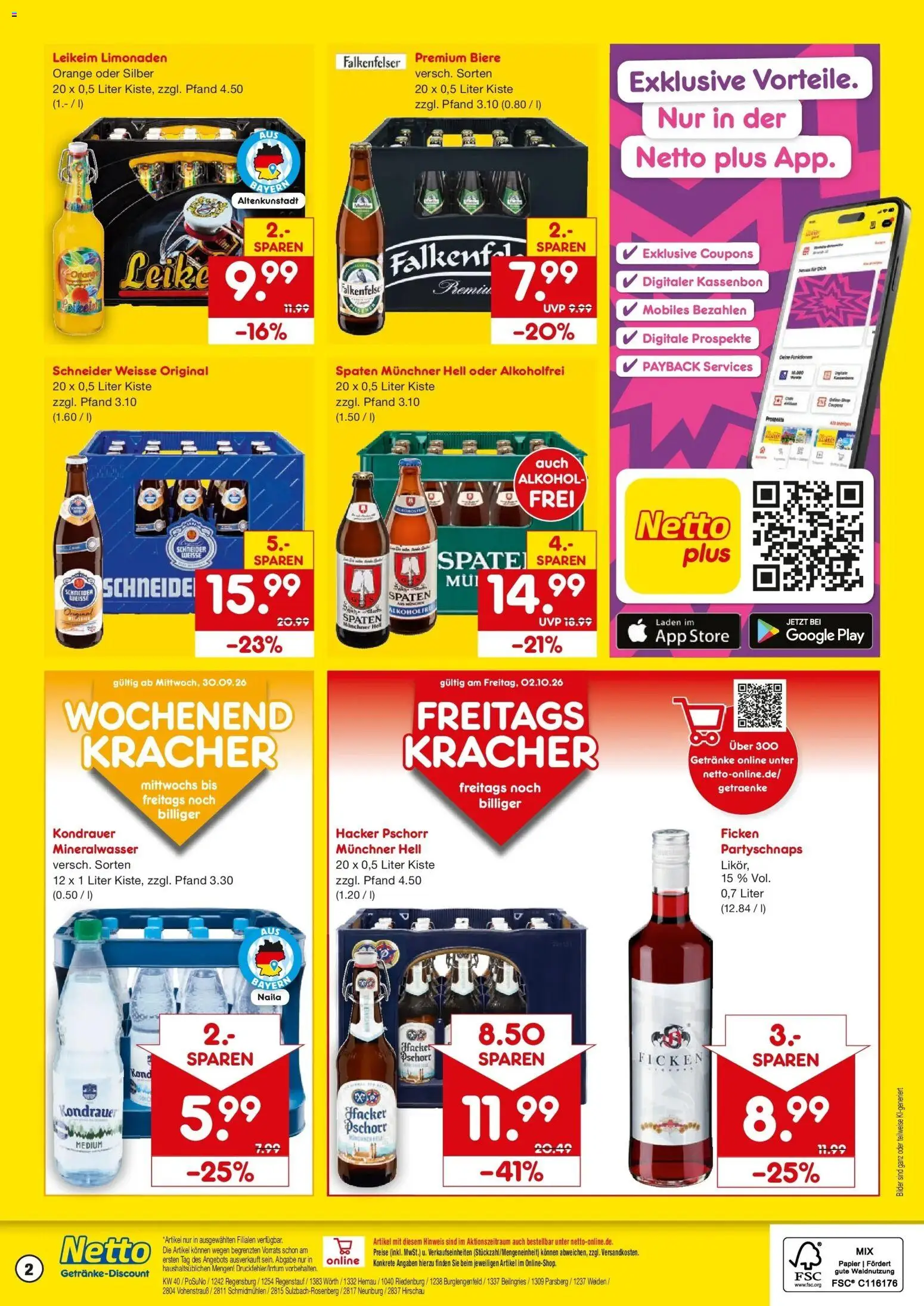 Netto Marken-Discount Prospekt Regensburg – gültig ab 28.09.2026 | Seite: 2 | Produkte: Mineralwasser, Bilder, Alkohol