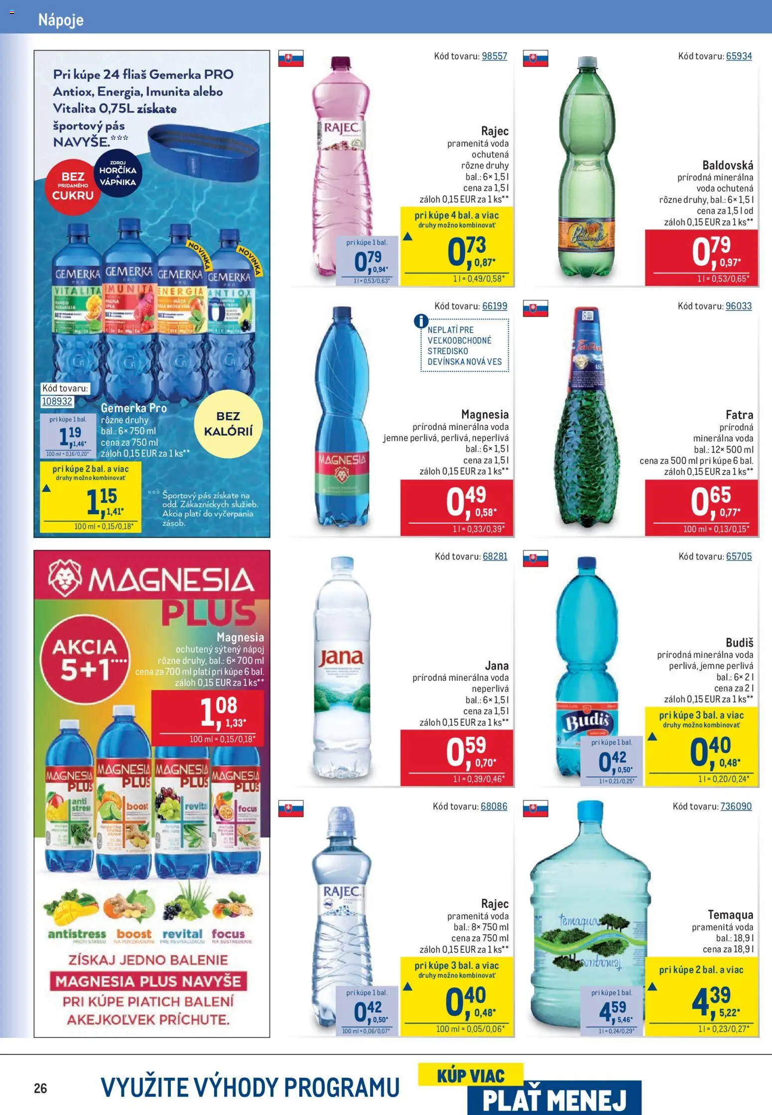 Nové Metro akcie – leták je platný od 15.07.2026 | Strana: 26 | Produkty: Pás, Rajec, Fatra, Gemerka