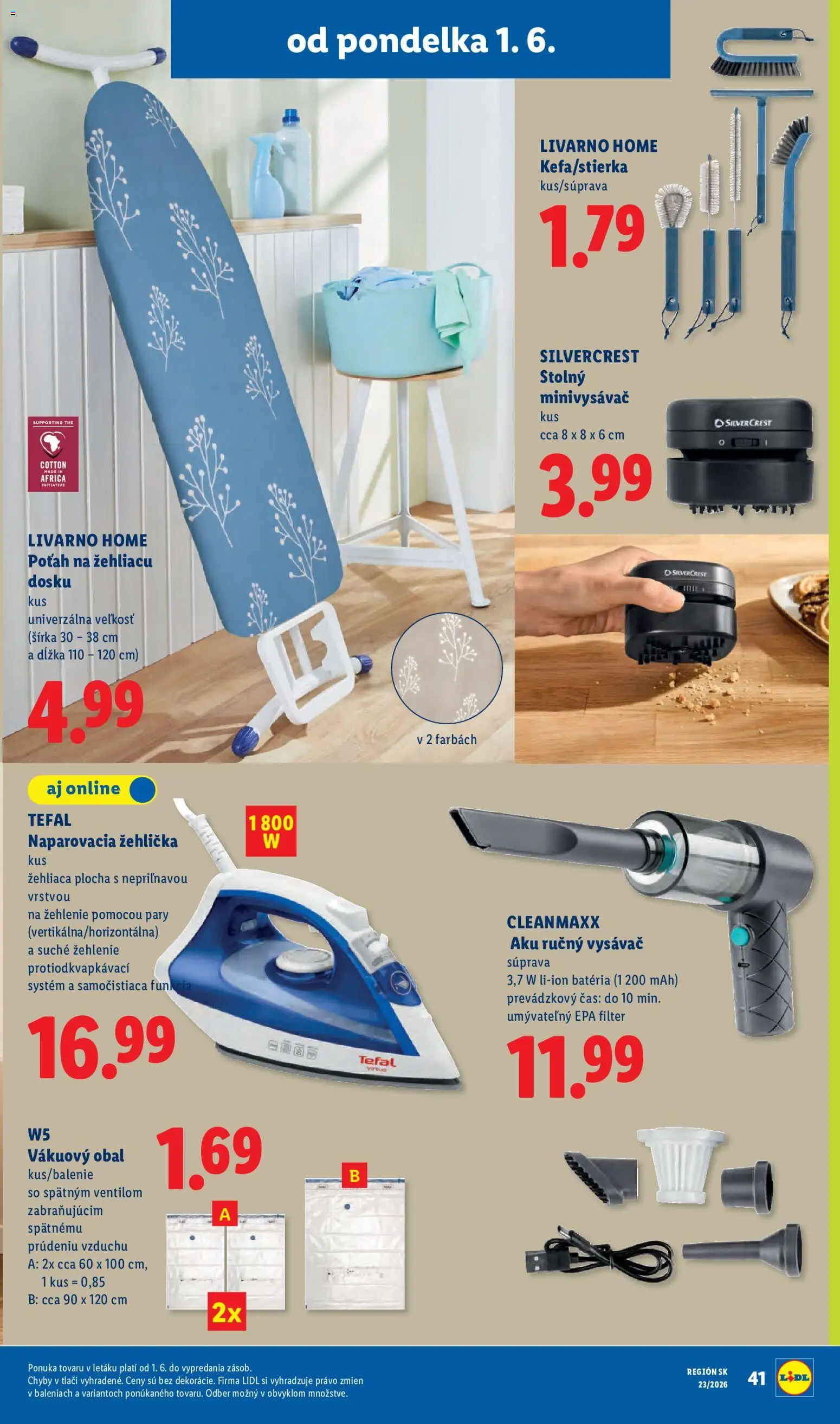 Nové Lidl akcie – leták je platný od 01.06.2026 | Strana: 57 | Produkty: Naparovacia žehlička, Žehlička, Aku, Ručný vysávač