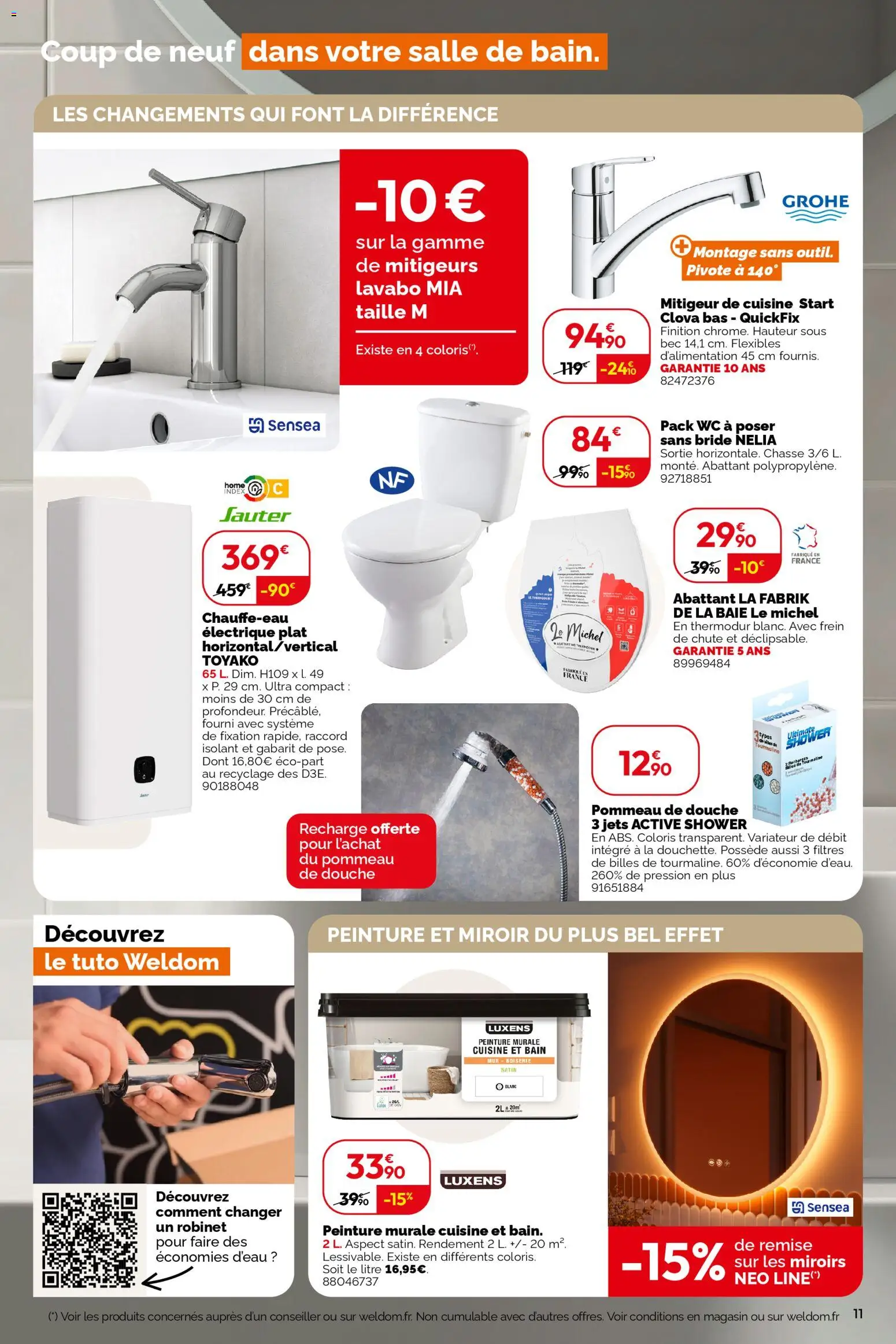 {H1} | Page: 11 | Produits: Robinet, Douche, Miroir, Mitigeur de cuisine