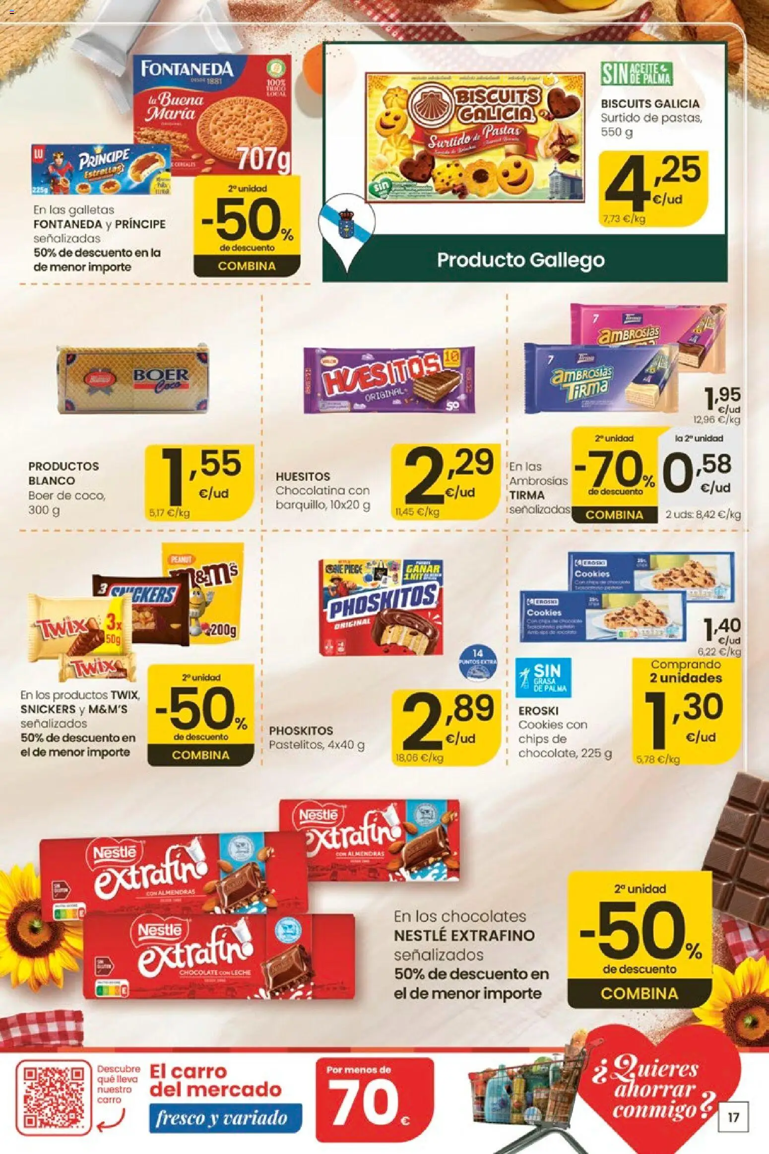 Eroski Ofertones de verano │ válido desde el 11.06.2026 | Página: 17 | Productos: Leche, Chocolate, Galletas, Chocolate con leche