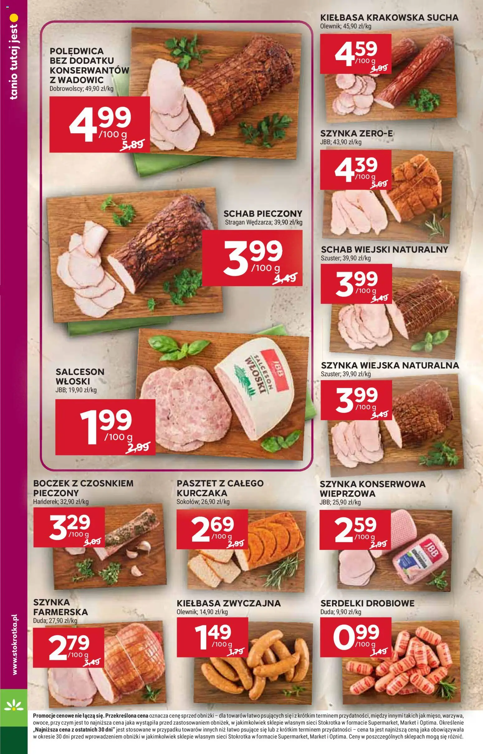 Stokrotka gazetka - Market od 17.09.2026 | Strona: 10 | Produkty: Salceson, Kiełbasa krakowska, Boczek, Schab pieczony
