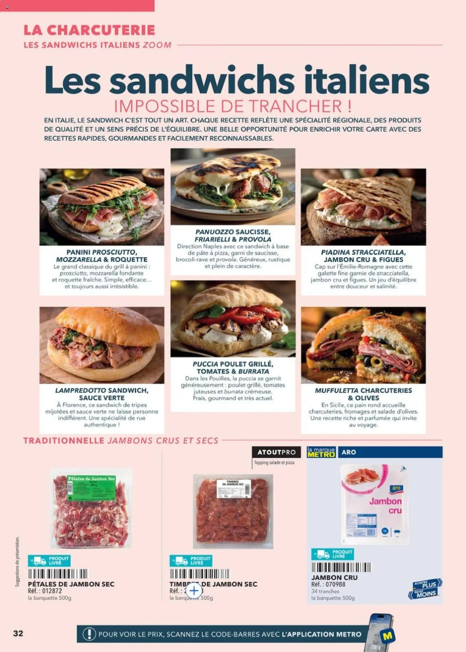 {H1} | Page: 32 | Produits: Salade, Mozzarella, Pain, Burrata