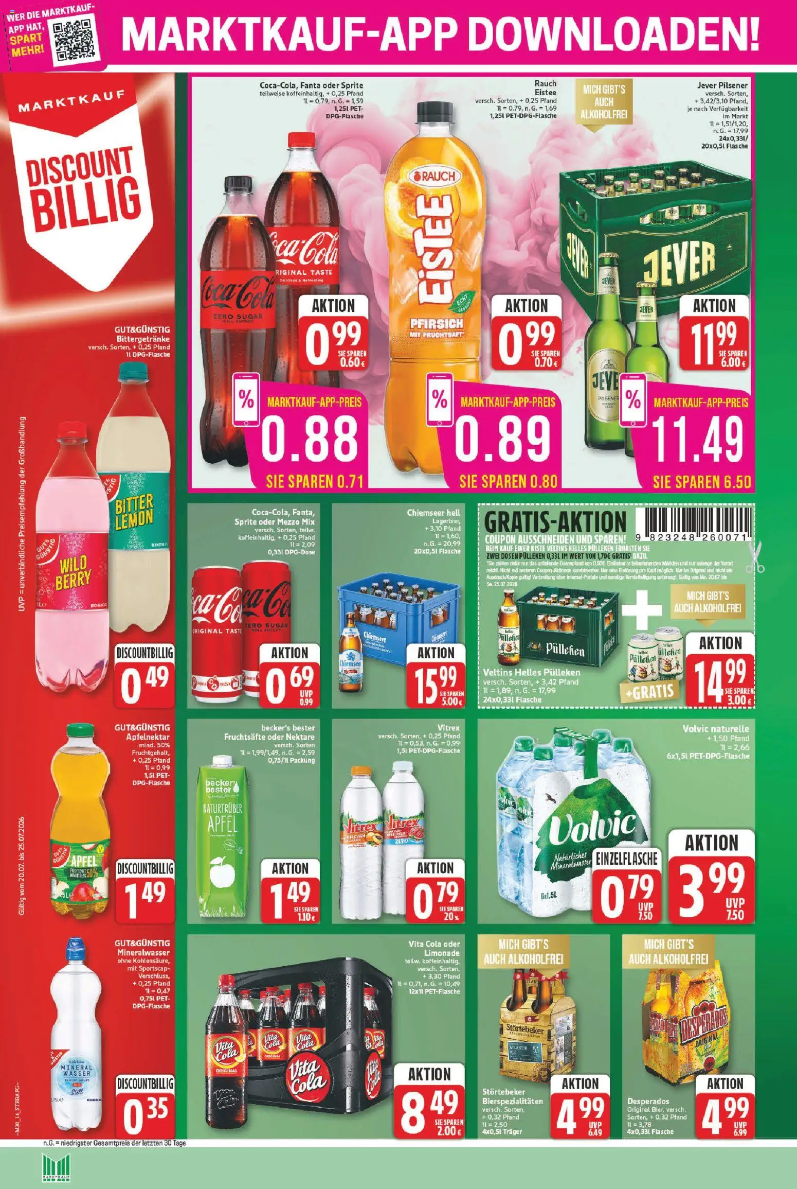 Marktkauf Prospekt – gültig ab 20.07.2026 | Seite: 14 | Produkte: Mezzo mix, Mineralwasser, Vita cola, Fruchtsaft