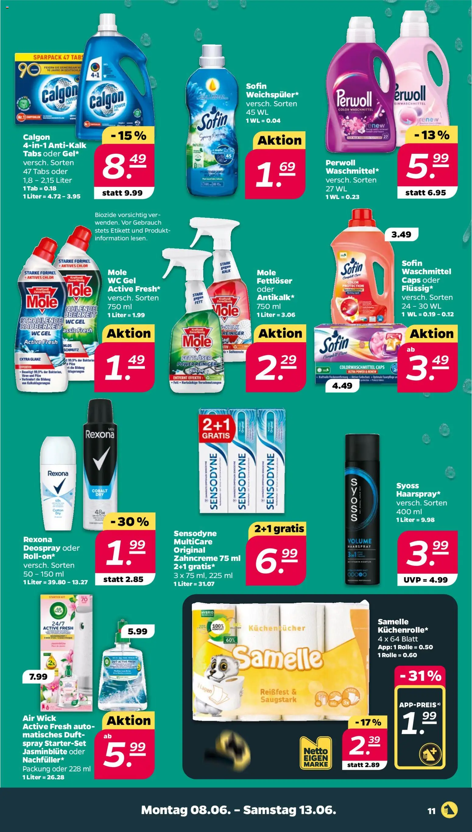 Netto Prospekt – gültig ab 08.06.2026 | Seite: 11 | Produkte: Duft, Perwoll, Haarspray, Waschmittel