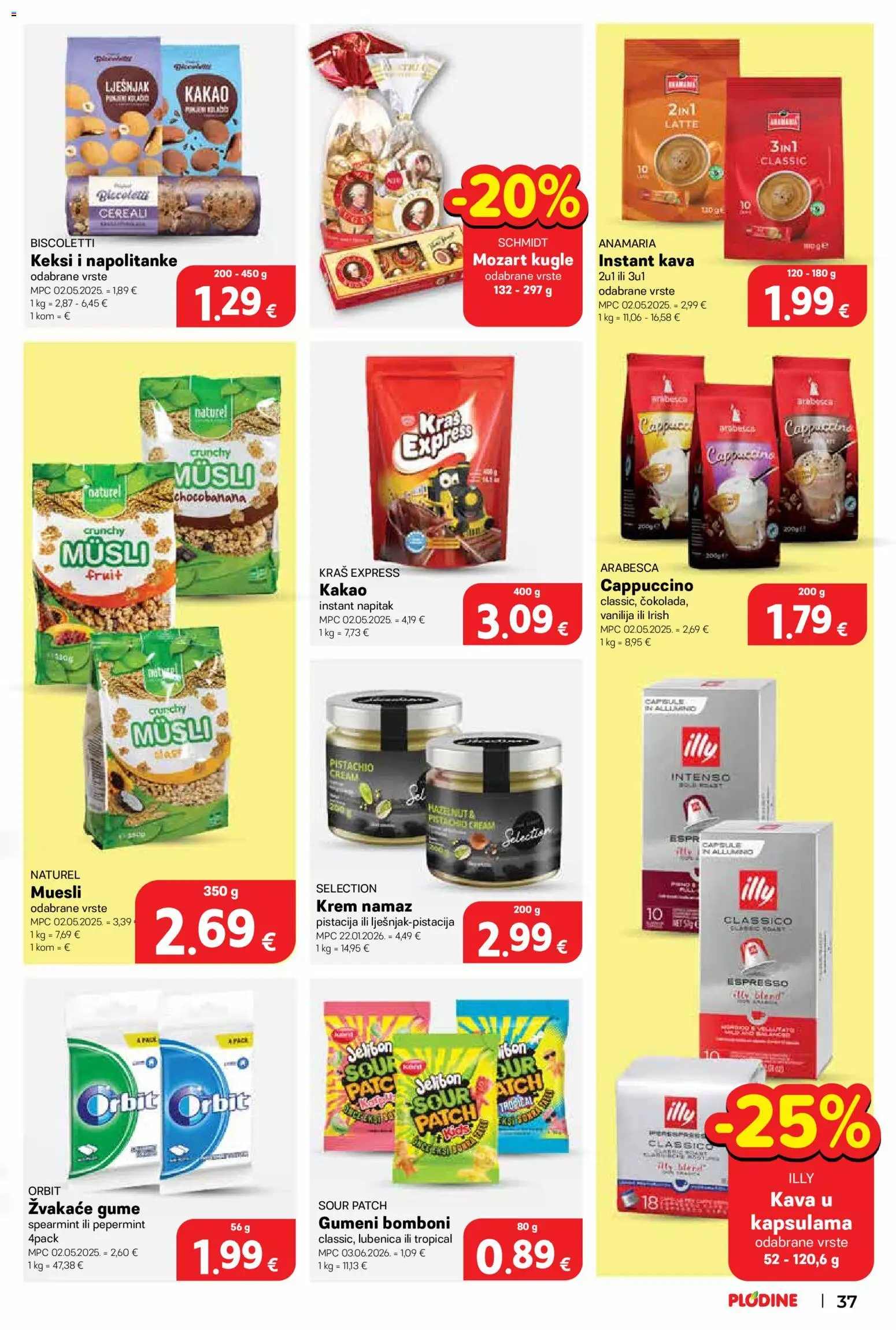Plodine katalog | vrijedi od 12.08.2026 | Stranica: 37 | Proizvodi: Muesli, Kava, Napolitanke, Napitak