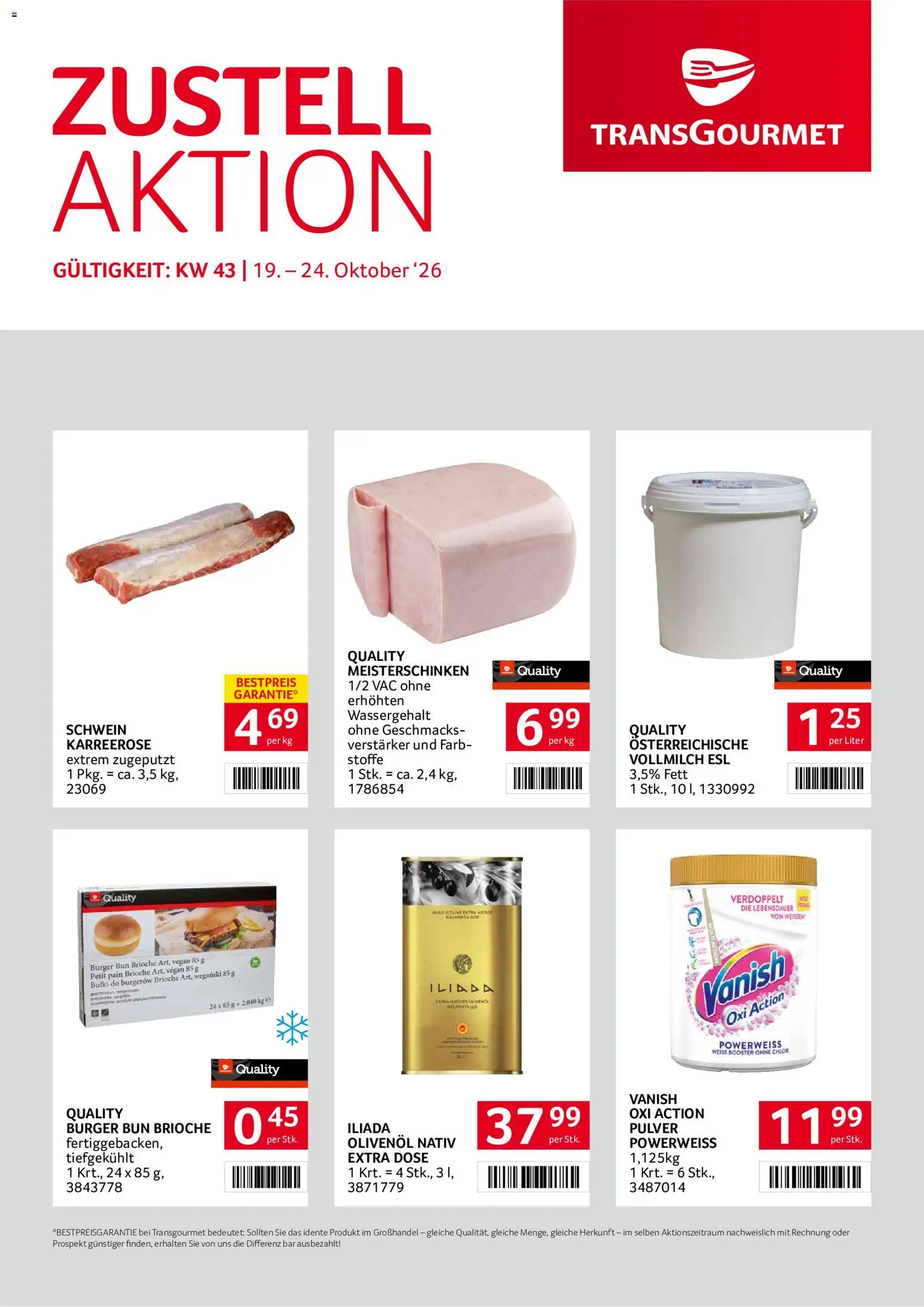 Transgourmet Flugblatt gültig ab 19.10.2026 | Seite: 1 | Produkte: Burger, Vollmilch, Brioche
