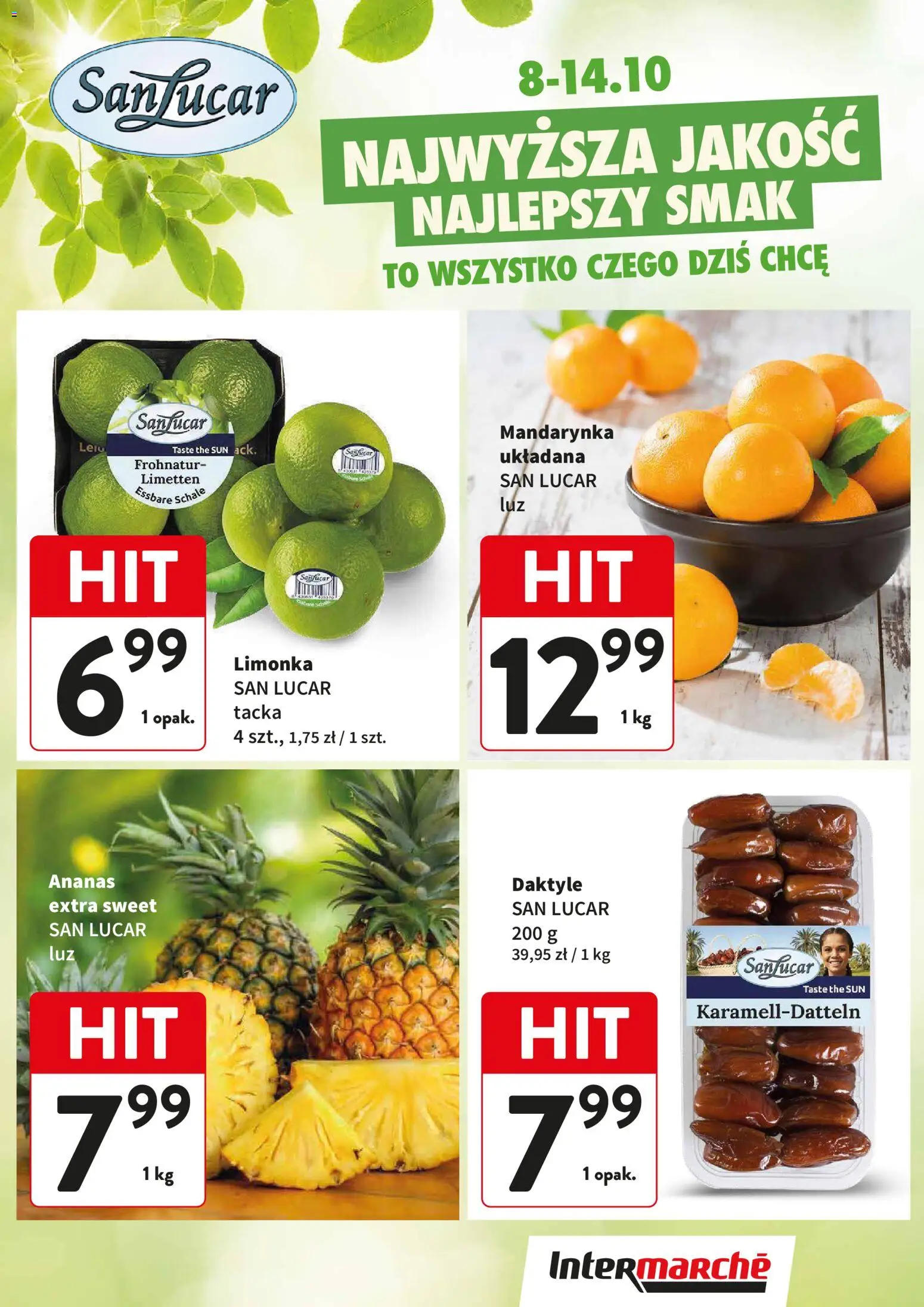 Intermarche gazetka - Świeży Hit od 08.10.2026 | Strona: 1 | Produkty: Daktyle, Limonka, Ananas