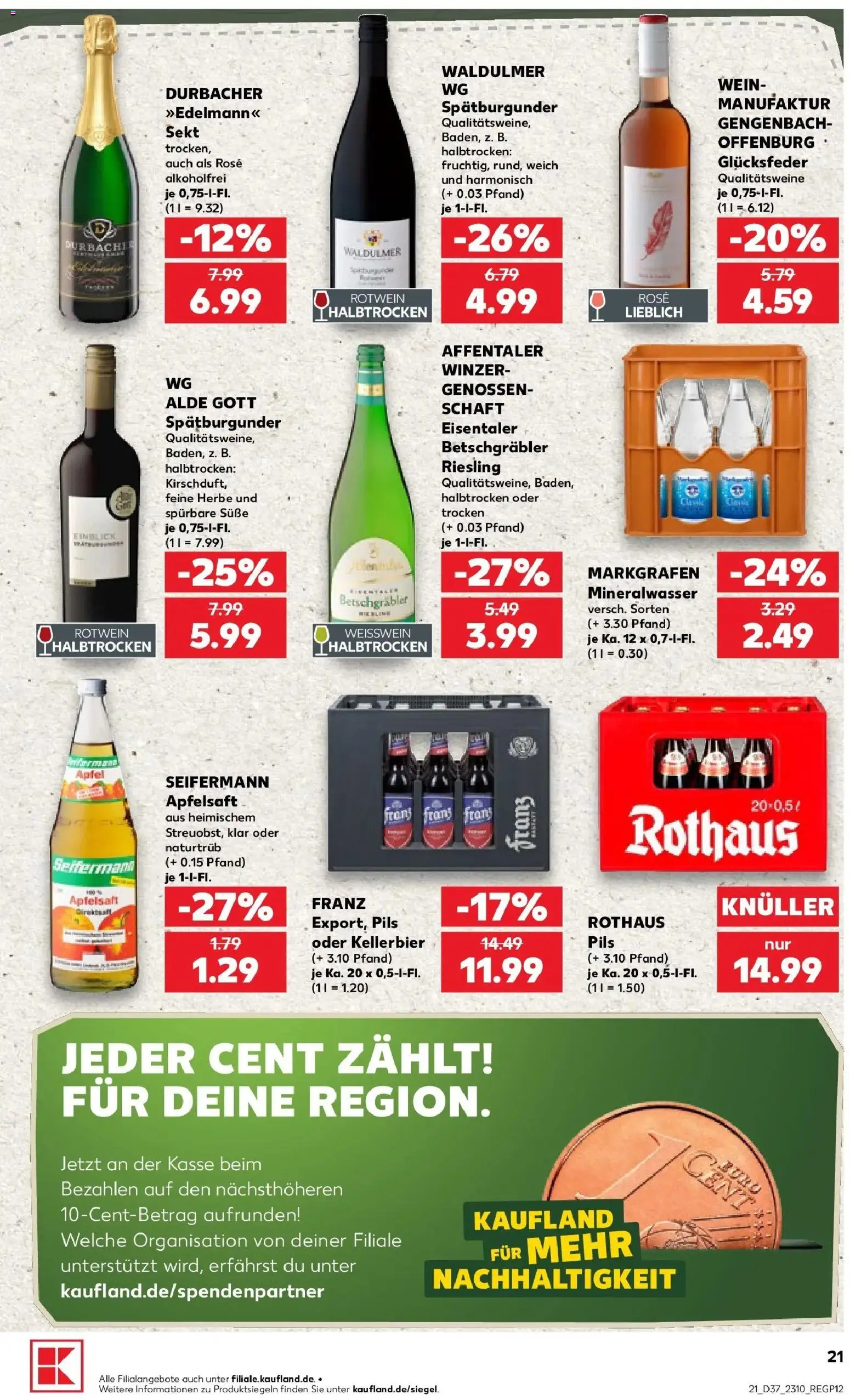 Prospekt Kaufland ab 07.09.2026 » Angebote Online zum Blättern | Seite: 30 | Produkte: Weißwein, Rotwein, Apfelsaft, Mineralwasser