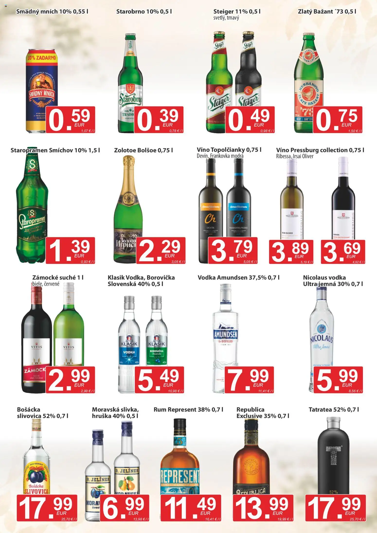 Nové CBA Verex akcie – leták je platný od 20.08.2026 | Strana: 11 | Produkty: Bošácka slivovica, Vodka, Rum, Nicolaus vodka