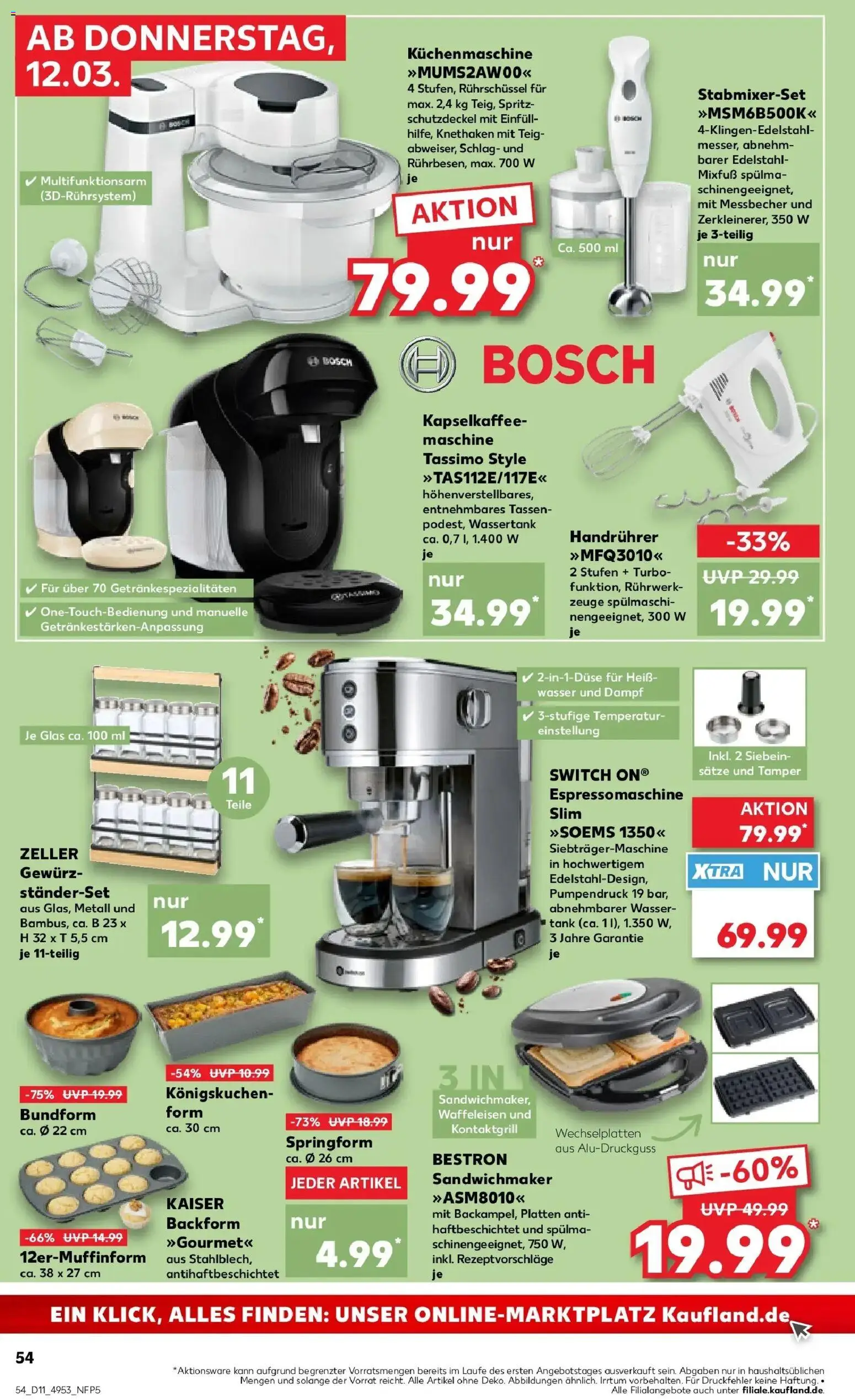 Kaufland Prospekt Meppen	 – gültig ab 09.03.2026 | Seite: 66 | Produkte: Bosch, Sandwichmaker, Wasser, Tassimo