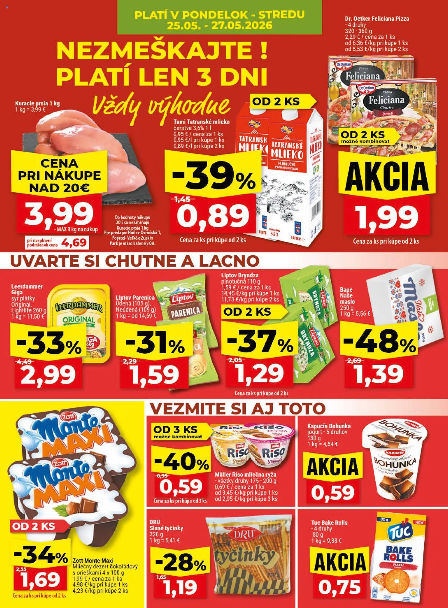 Nové Klas akcie – leták je platný od 25.05.2026 | Strana: 4 | Produkty: Mlieko, Syr, Pizza, Ryža