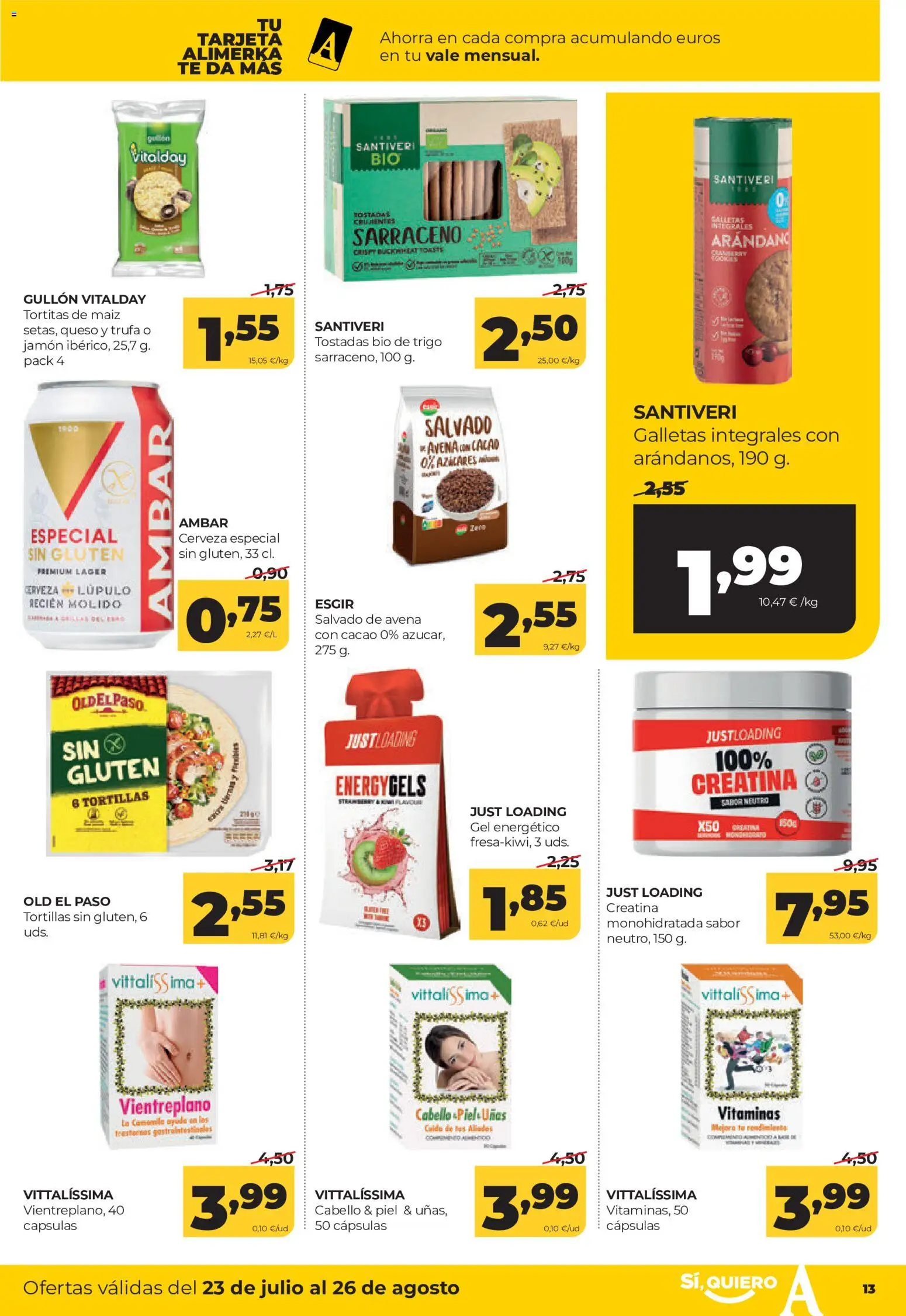 Alimerka folleto Castilla y León │ válido desde el 23/07/2026 | Página: 13 | Productos: Queso, Jamón, Té, Φρυγανιές σικάλεως