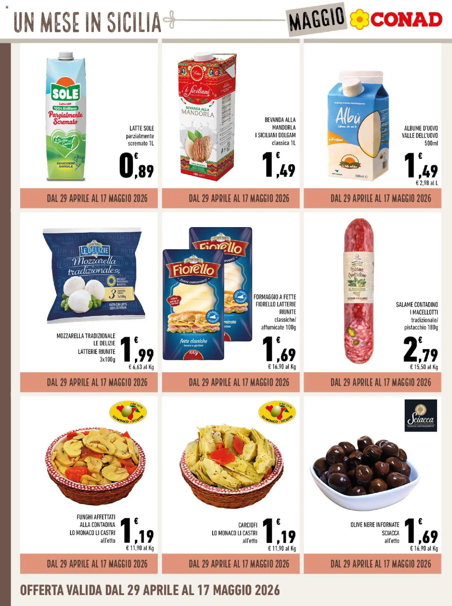 Volantino Conad del 29.04.2026 | Pagina: 2 | Prodotti: Salame, Latte, Formaggio, Latte parzialmente scremato