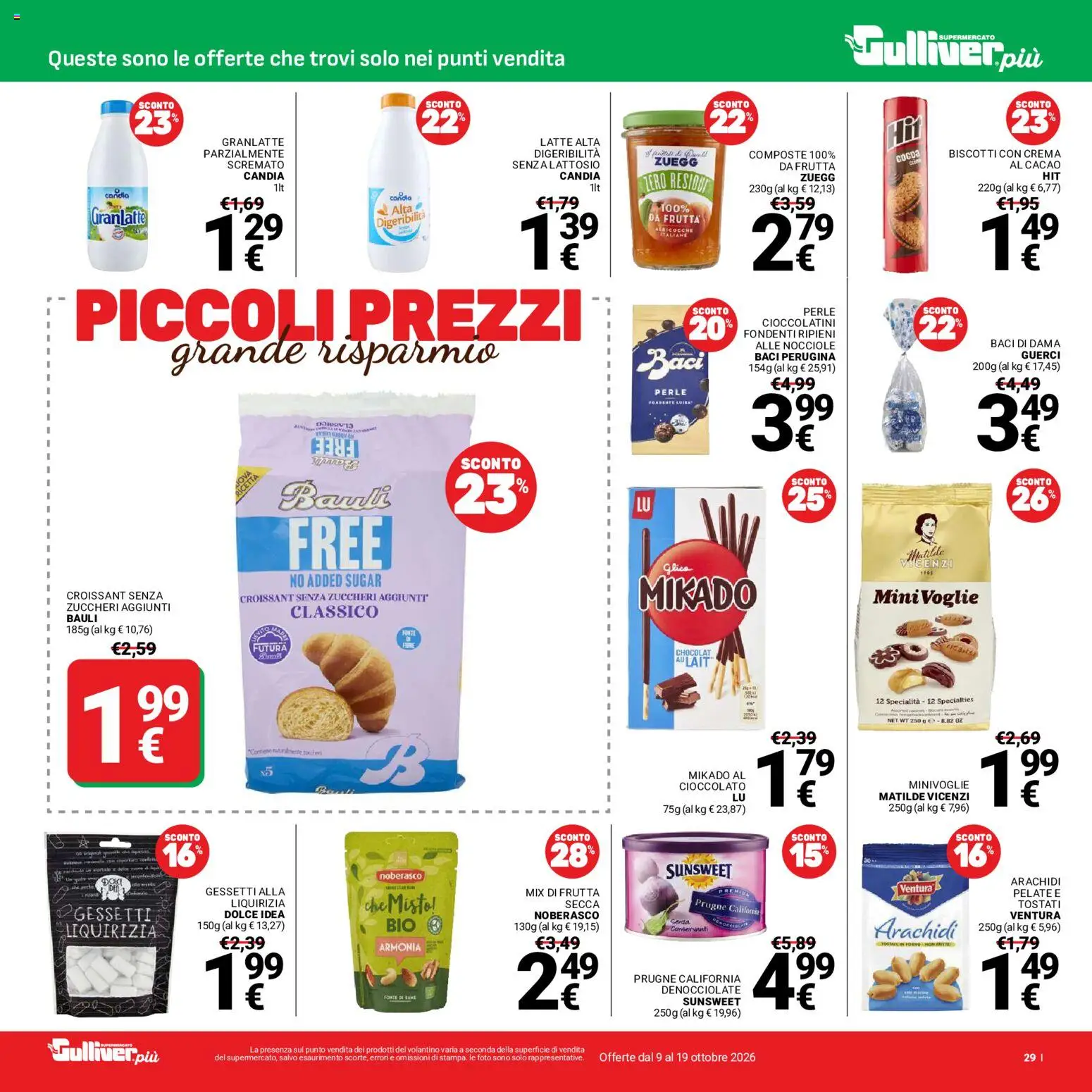 Volantino Gulliver del 09/10/2026 | Pagina: 29 | Prodotti: Cioccolato, Biscotti, Nocciole, Cacao