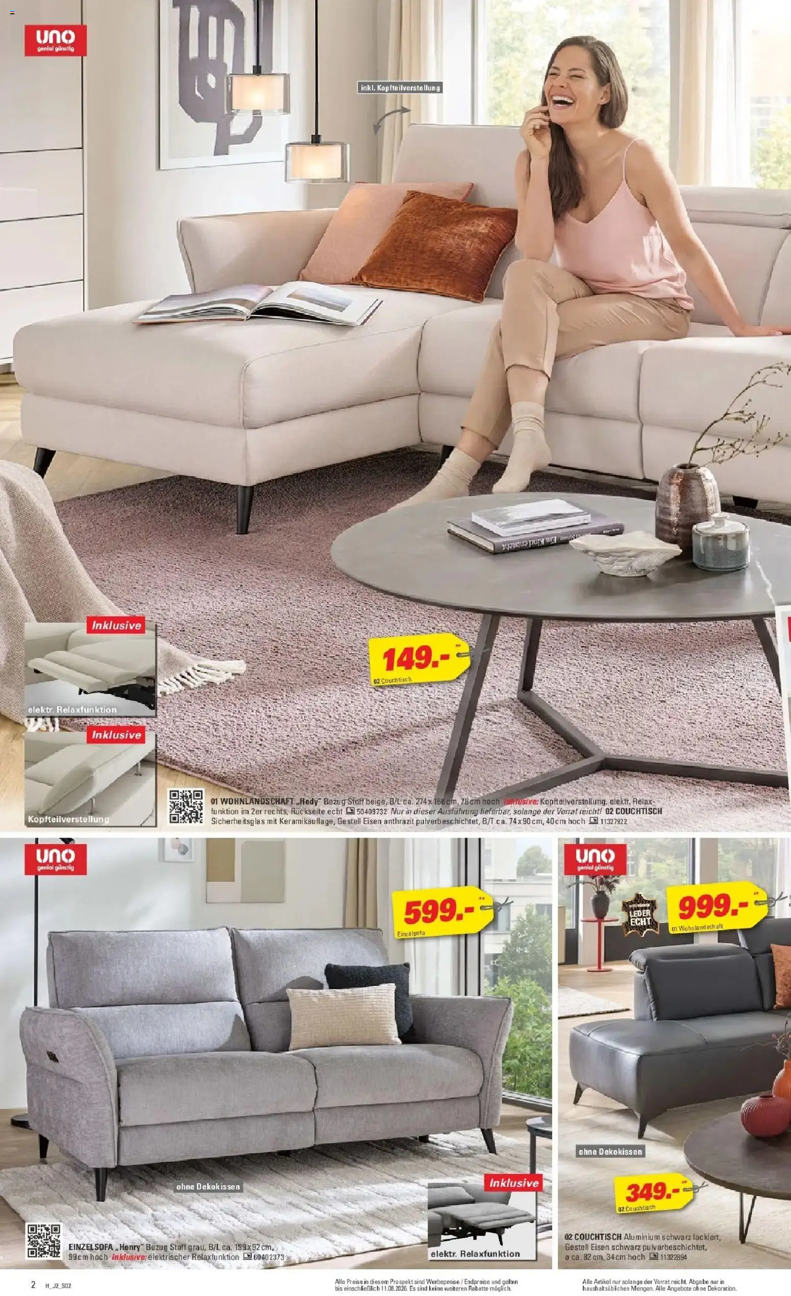 Höffner Prospekt Schönefeld – gültig ab 29.07.2026 | Seite: 2 | Produkte: Wohnlandschaft, Sofa, Couchtisch