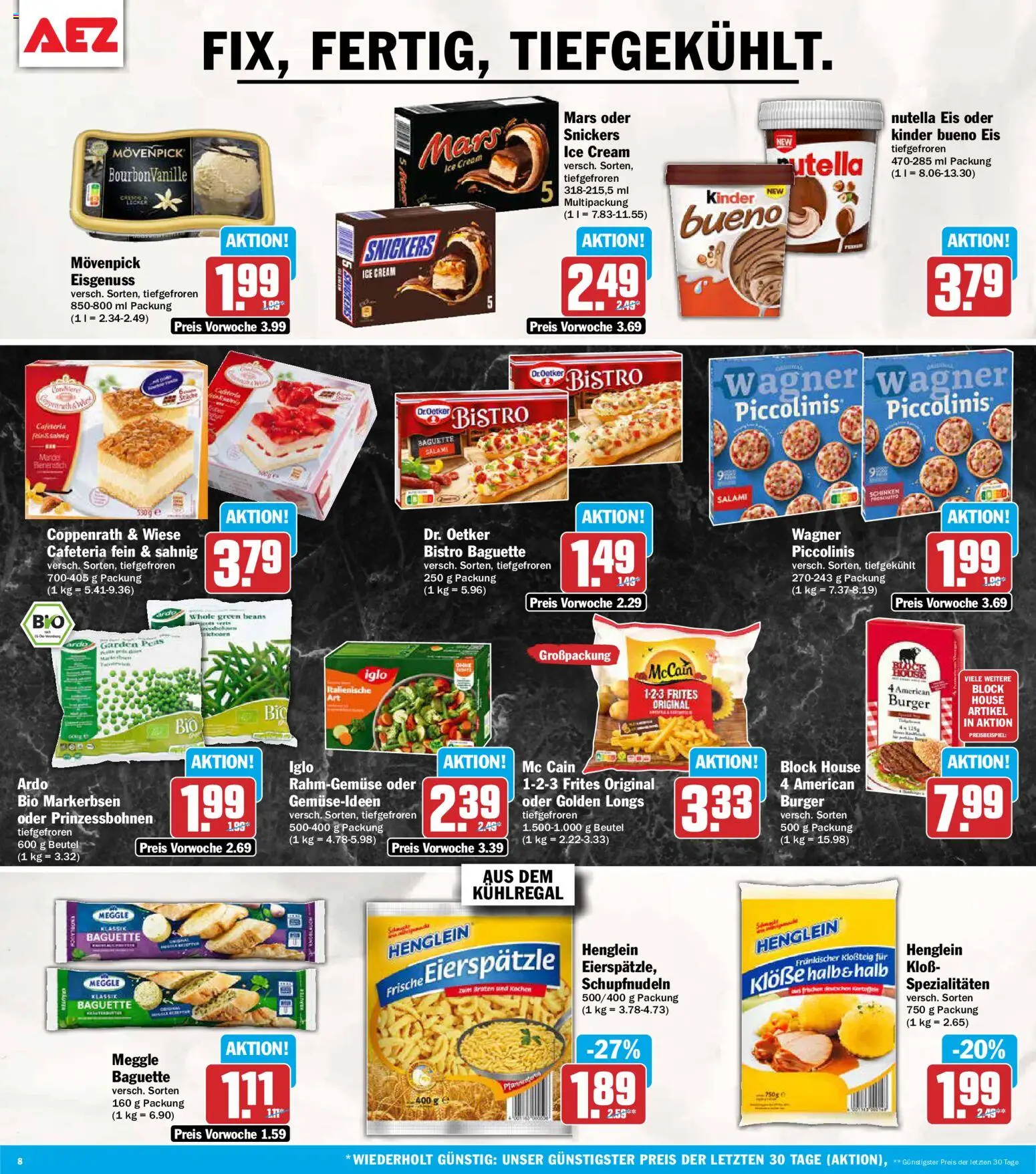 AEZ Prospekt – gültig ab 05.10.2026 | Seite: 8 | Produkte: Spezialitäten, Kinder bueno, Mars, Eis