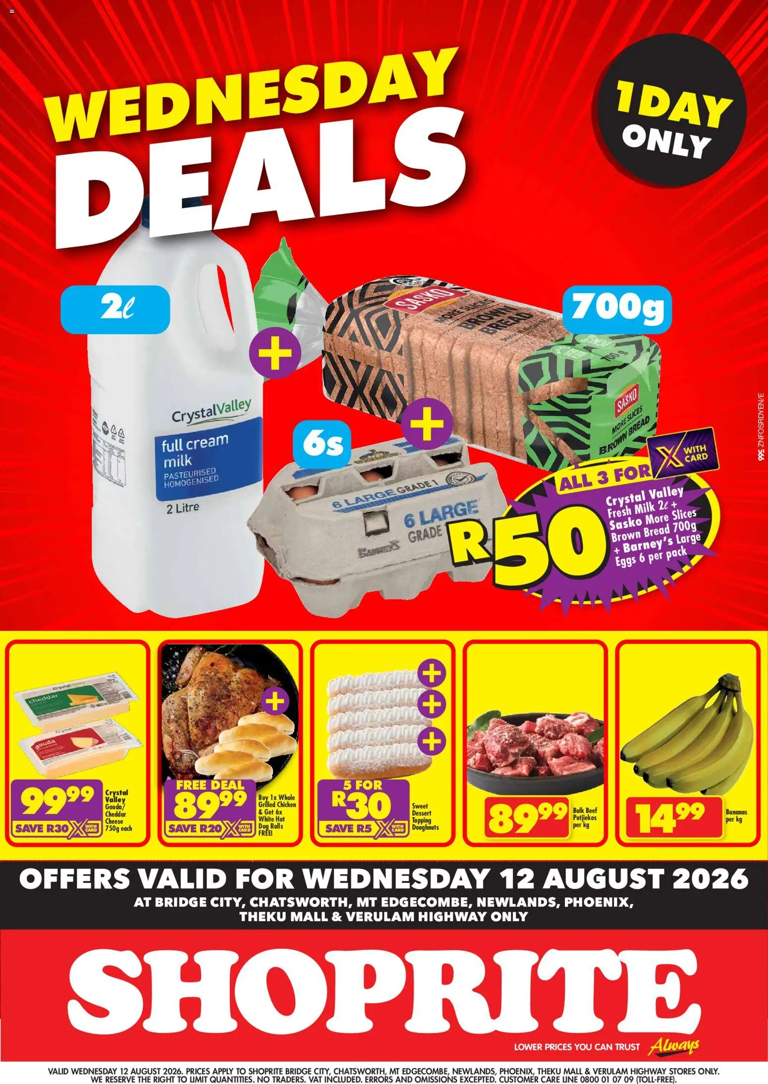 New Shoprite catalogue – valid from 12/08/2026 | Page: 1 | Products: Dessert, Cheese, Eggs, Cheddar